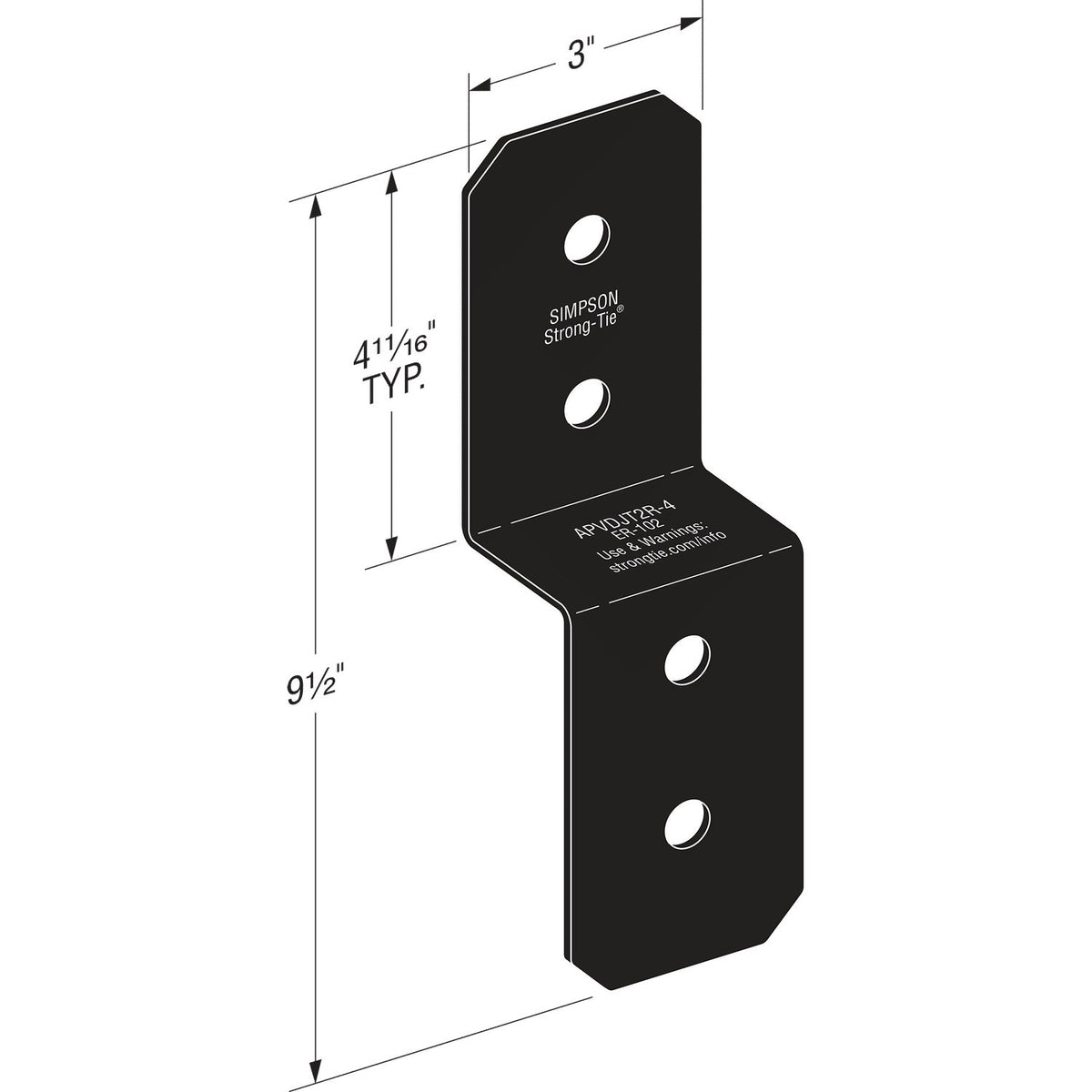 Simpson APVDJT2R-4 Avant Ornamental Deck Joist Tie - Black Powder Coat