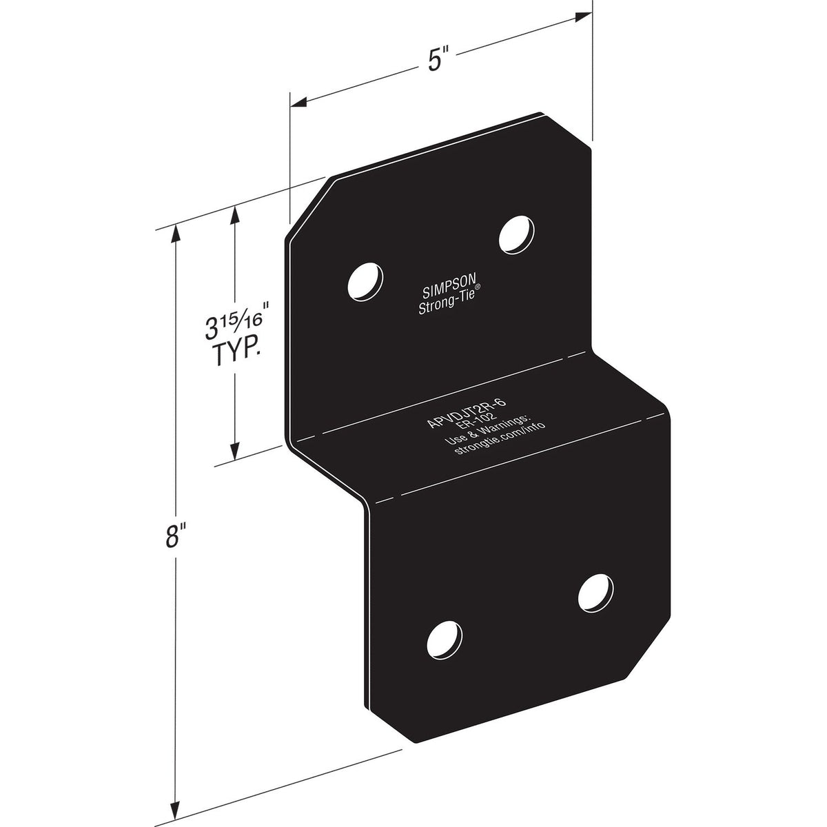 Simpson APVDJT2R-6 Avant Ornamental Deck Joist Tie - Black Powder Coat
