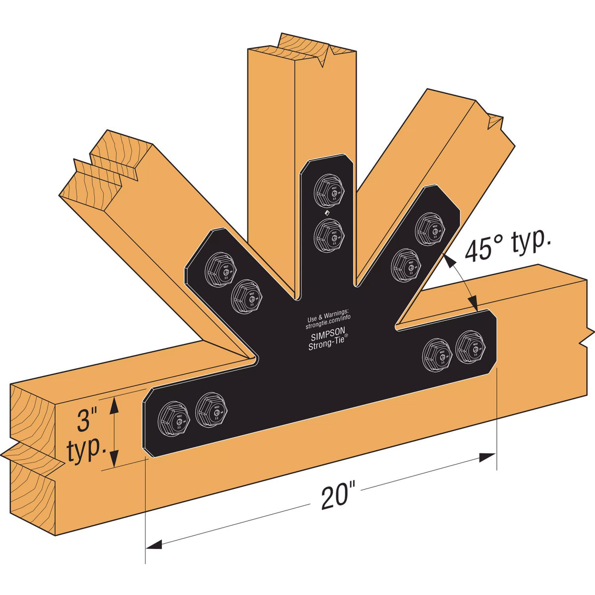 Simpson APVGP1212-4 Avant Decorative Gable Plate- Black Powder Coat