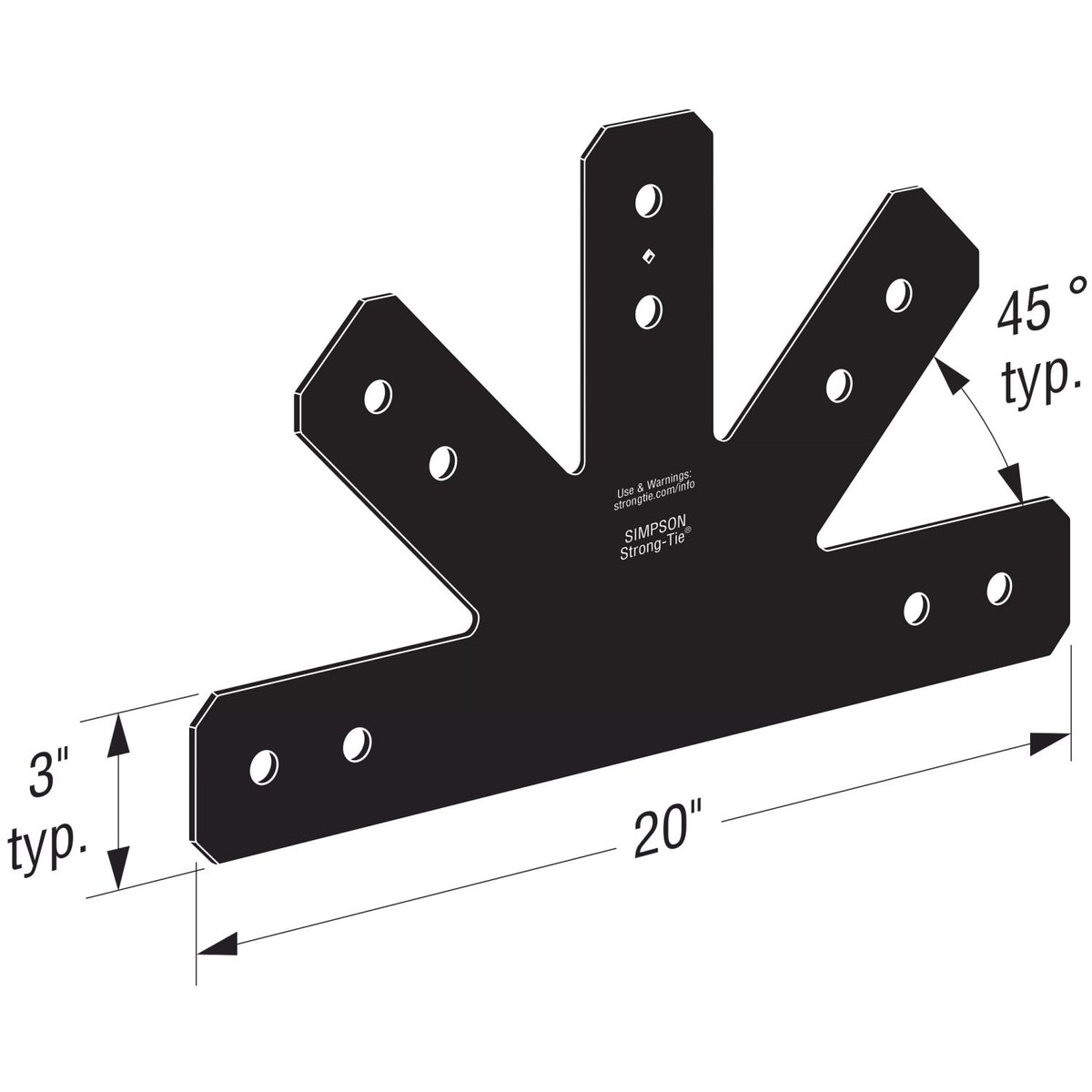 Simpson APVGP1212-4 Avant Decorative Gable Plate- Black Powder Coat
