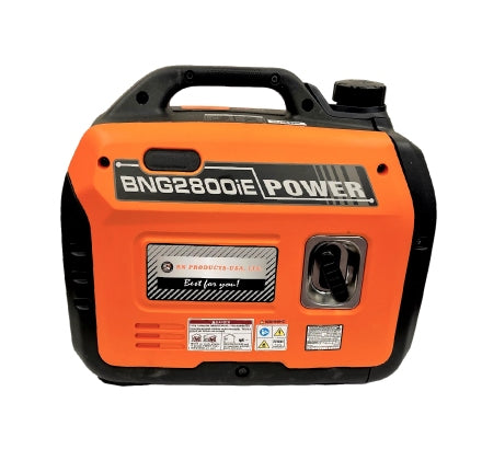 Orange and black portable generator with 'BNG2800E Power' branding on a white background