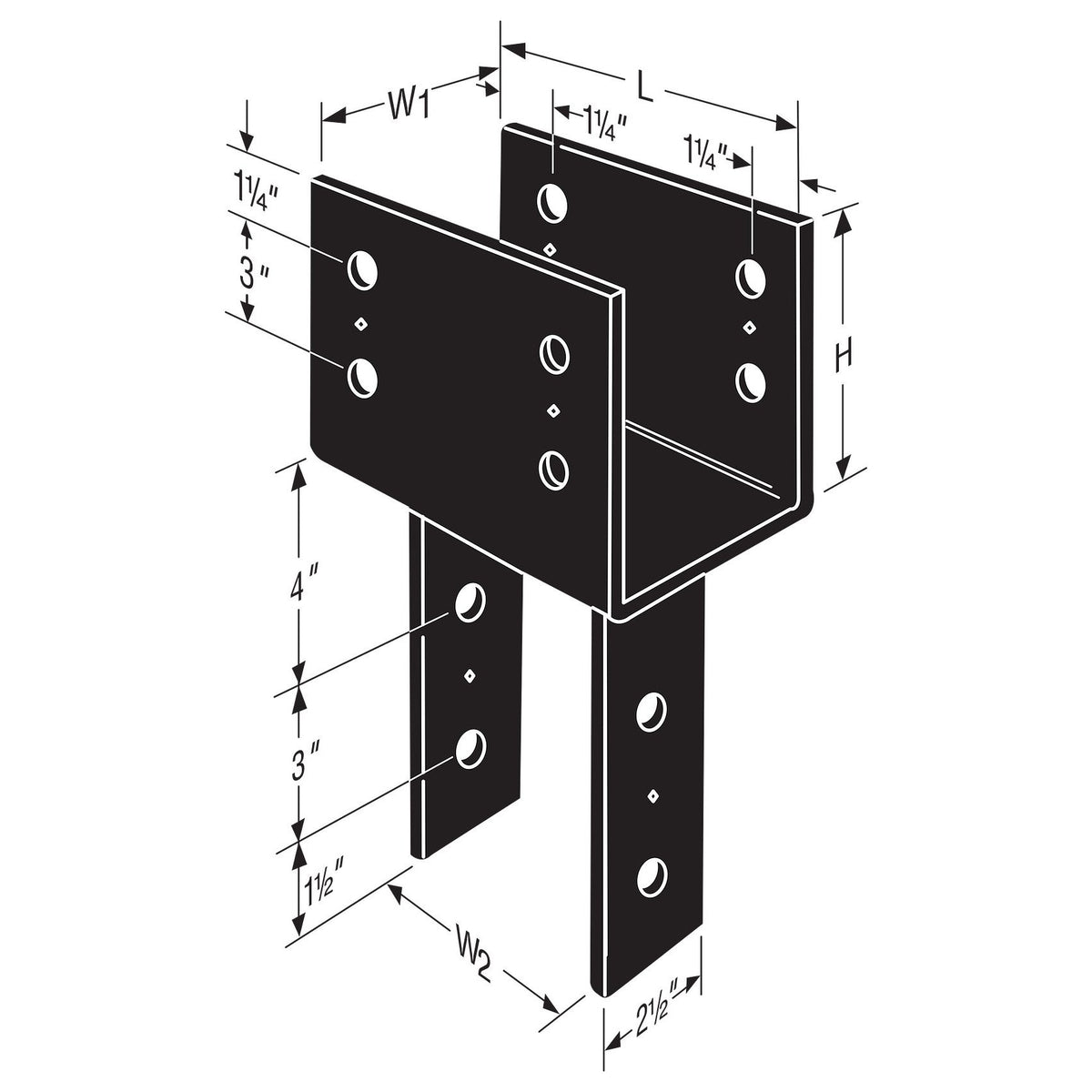 Black Powder coated Column cap showing specifications