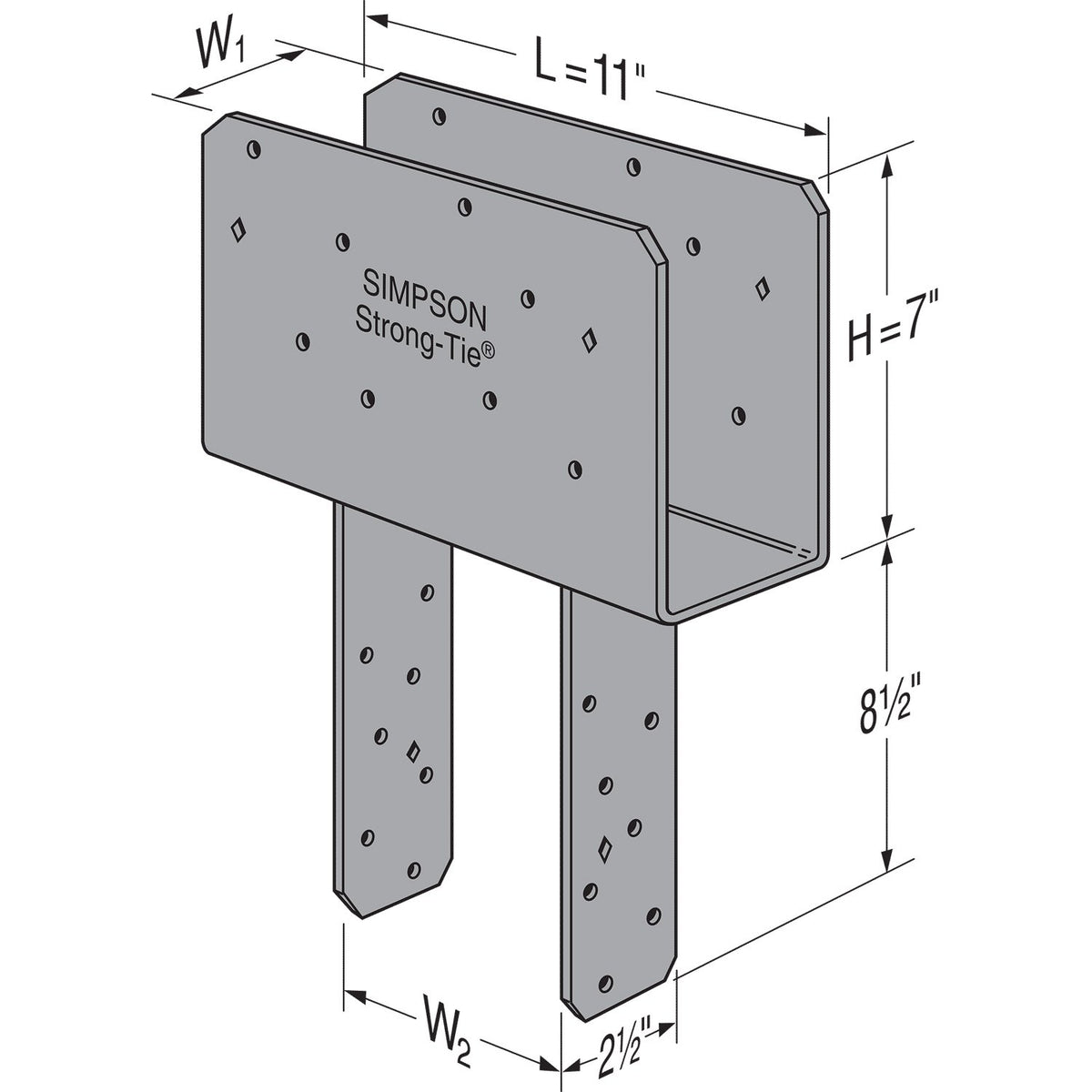 Simpson 6x8 Column Cap w/SDS Screws CCQ68SDS2.5HDG Hot Dip Galvanized