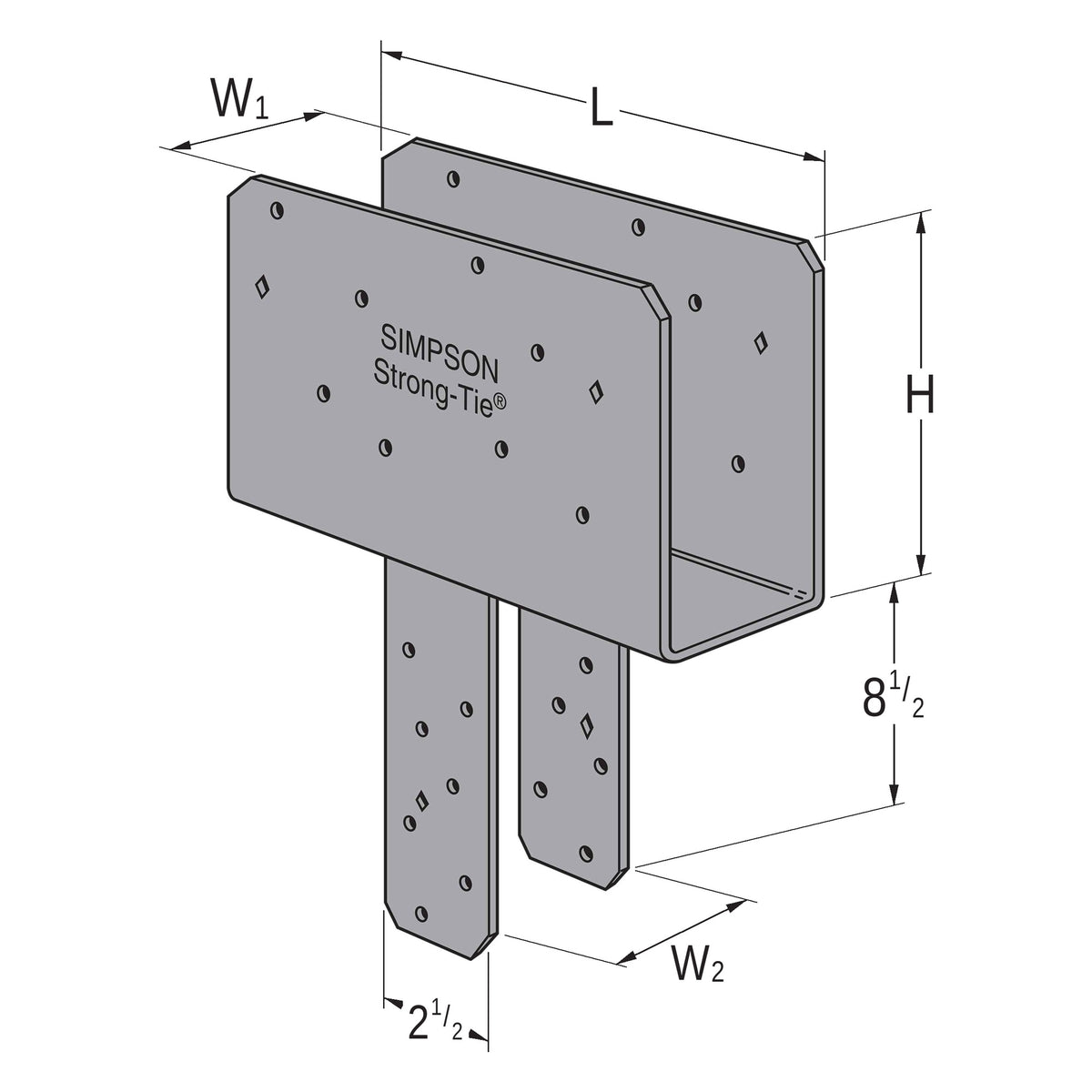 CC column cap with rotated straps installed in a wood beam