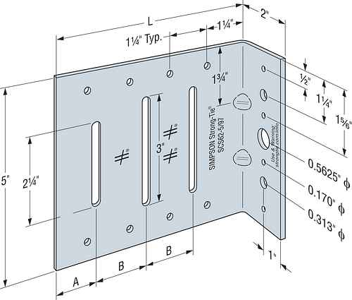 Simpson SCS62-5/68-KT25 2 x 6 Seismic Bypass Framing Slide Clip w/Screws (25 Pk)