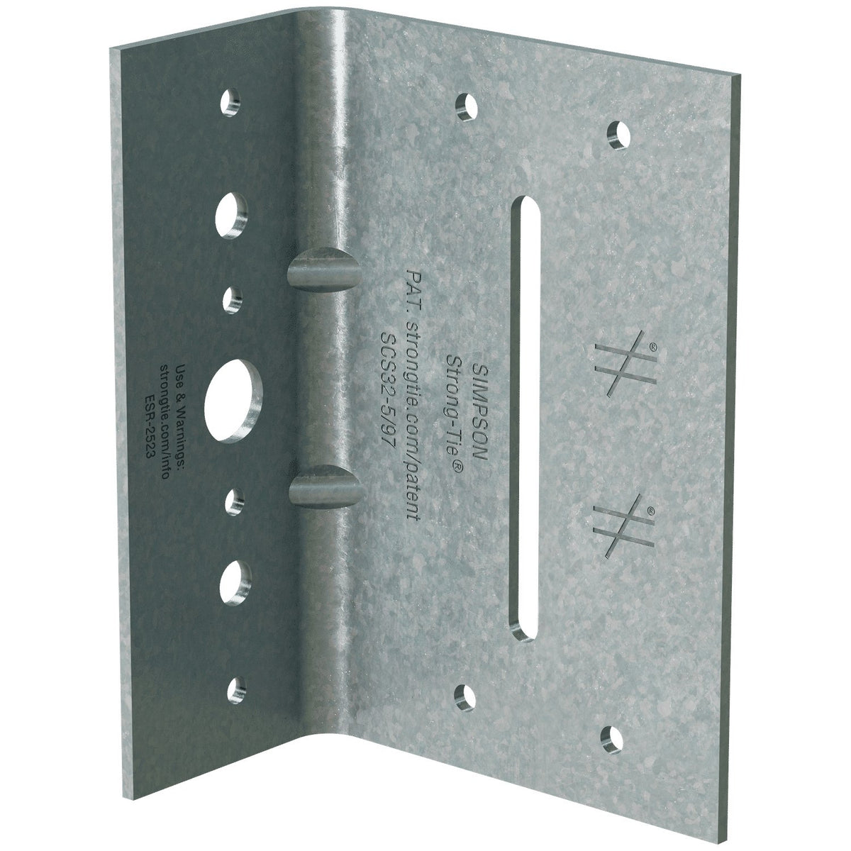Simpson SCS32-5/97-KT25 Seismic Bypass Framing Slide Clip 2x3-1/2x5 in 12-Ga G90 Galv w/ Screws 25-Pk