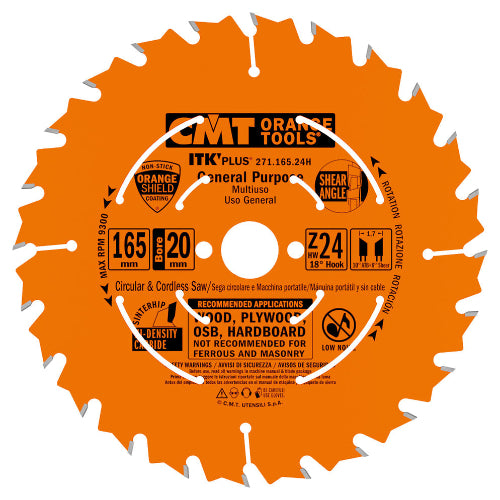 CMT-271.165.24H Fast Framing Saw Blade 6-1/2” x 20mm T=24