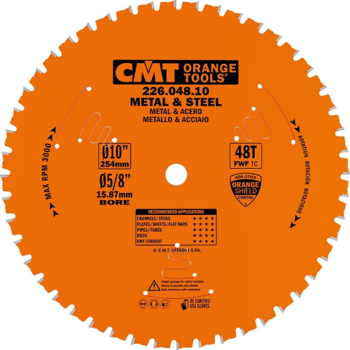 CMT 226.048.10 Metal & Steel Dry Cut Saw Blade 10" x 5/8" T48 FWF