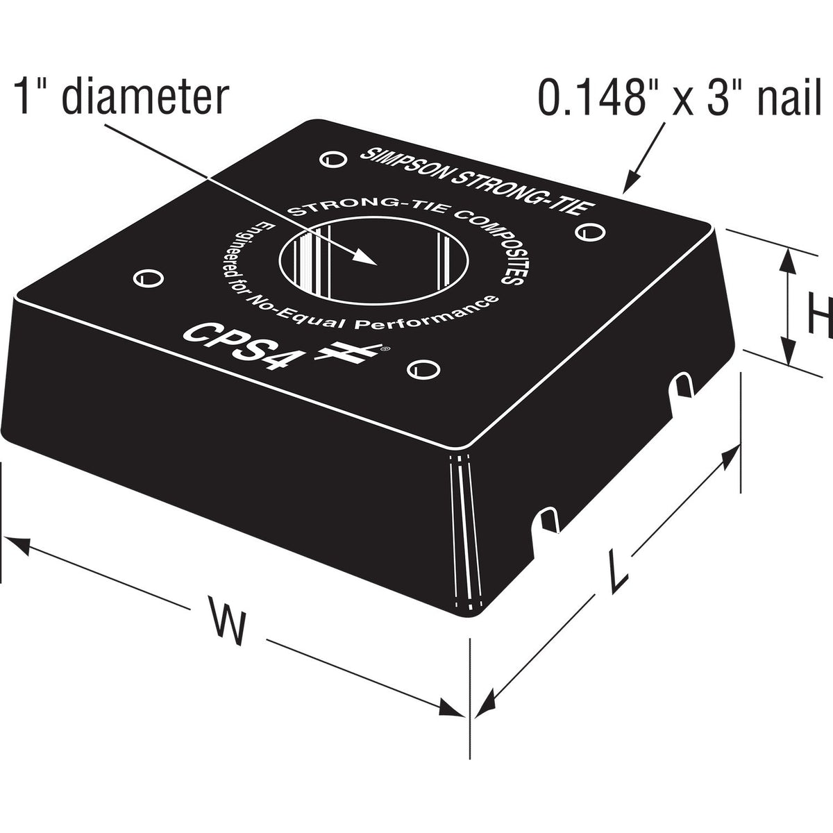 Simpson 4 x 4 Black Composite-Plastic Standoff Post Base CPS4-R