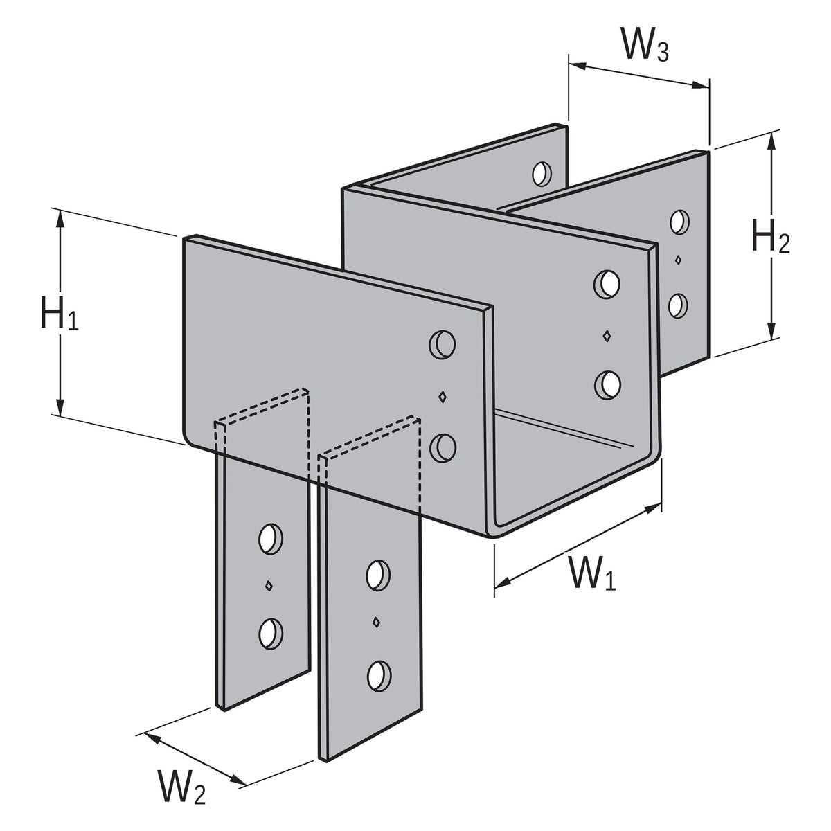 Simpson ECCLR666 L-Shape End Column Cap 6x Main Beam 6x Post 6x Side Beam Right 7-Ga Steel