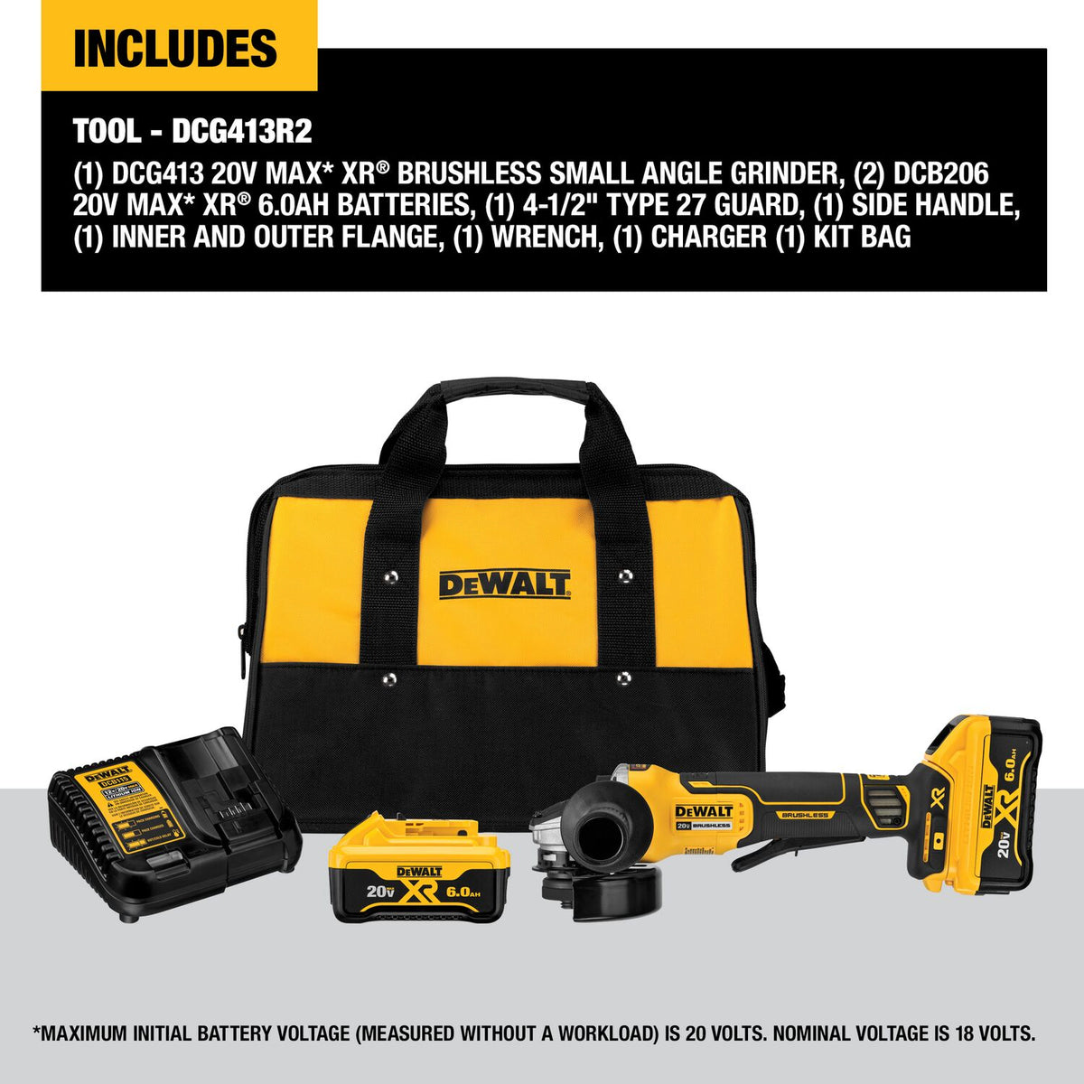 DeWALT 4.5" 20V MAX XR Paddle Switch Small Angle Grinder Kit DCG413R2