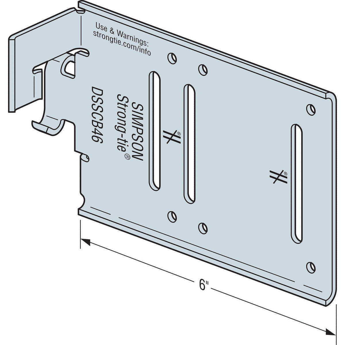 Simpson DSSCB46-KT25 4x6 Bypass Framing Drift Strut Connector G90 Galv w/Shouldered Screws 25-Pk