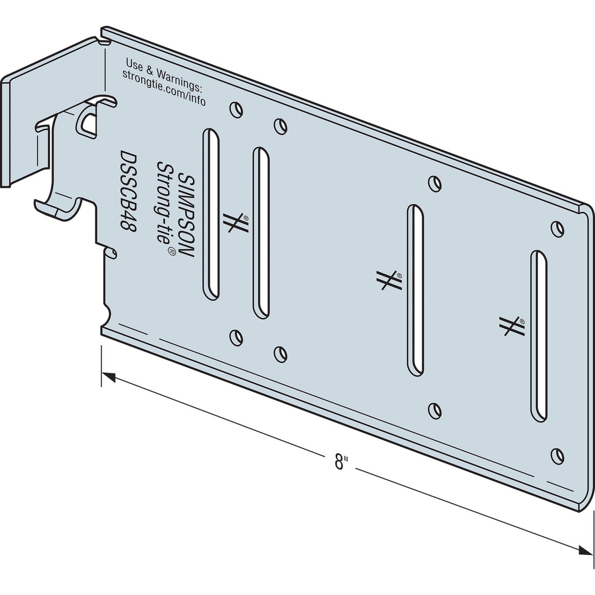Simpson DSSCB48-KT25 4x8 Bypass Framing Drift Strut Connector 12 Ga G90 Galvanized w/Screws 25-Pack