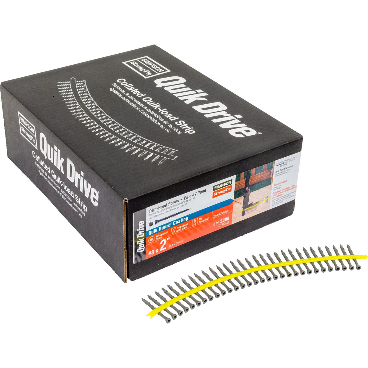 Simpson #8 x 2 in. Collated Trim-Head Screw Type-17 Point Quik Guard Coat #2 Sq Drive 2000-Pk DTHQ2S