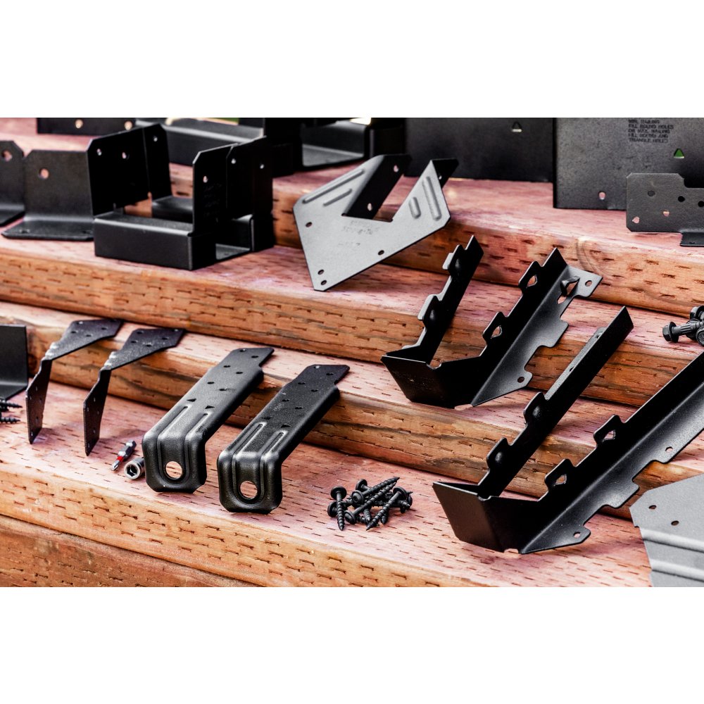 Simpson DTT1PC Outdoor Accents DTT1PC ZMAX, Black Powder-Coated Deck Tension Tie for 2x