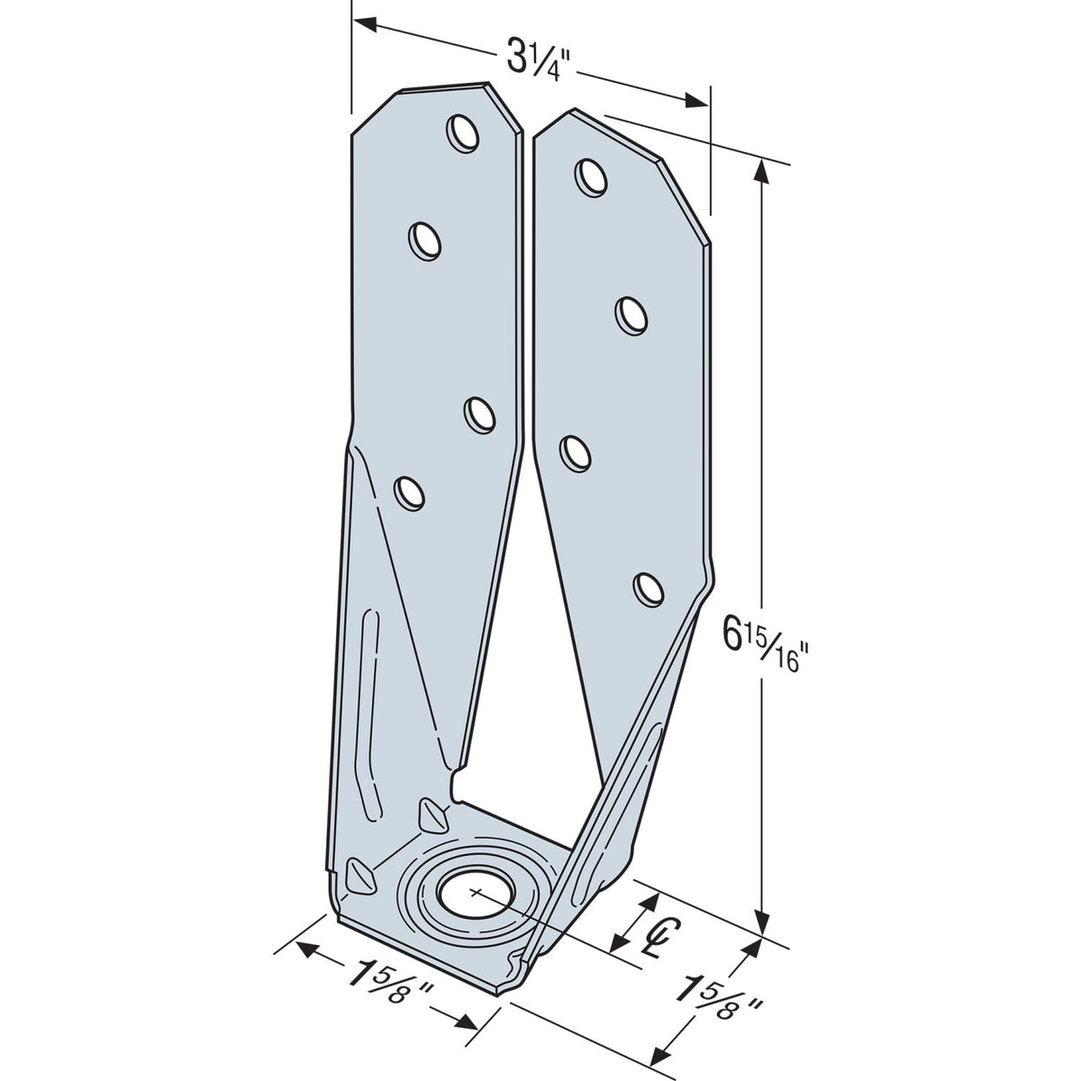 Simpson DTT2Z-SDS2.5 Deck Tension Tie w/2.5" SDS Screws, ZMAX
