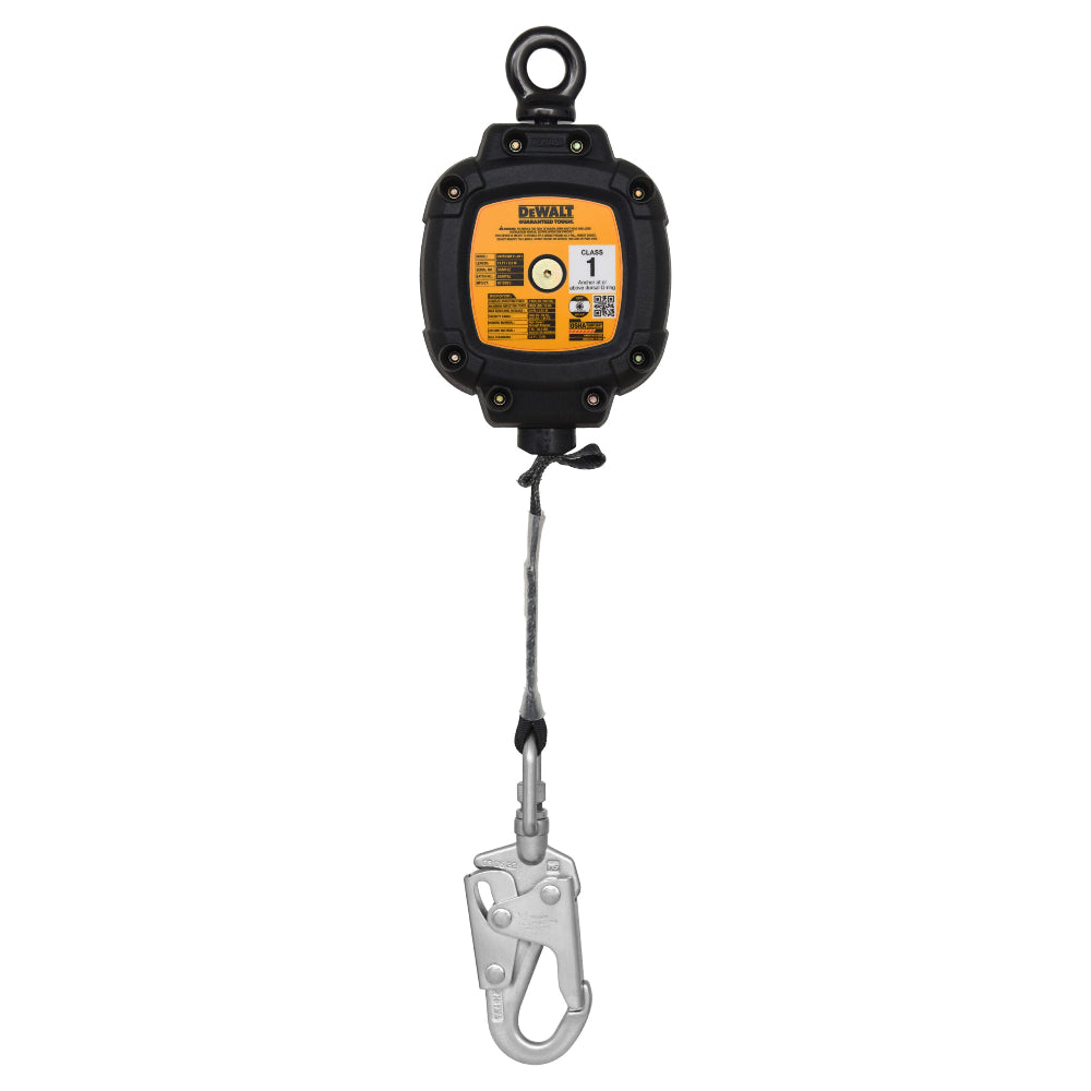 DeWalt safety harness pulley system on a white background