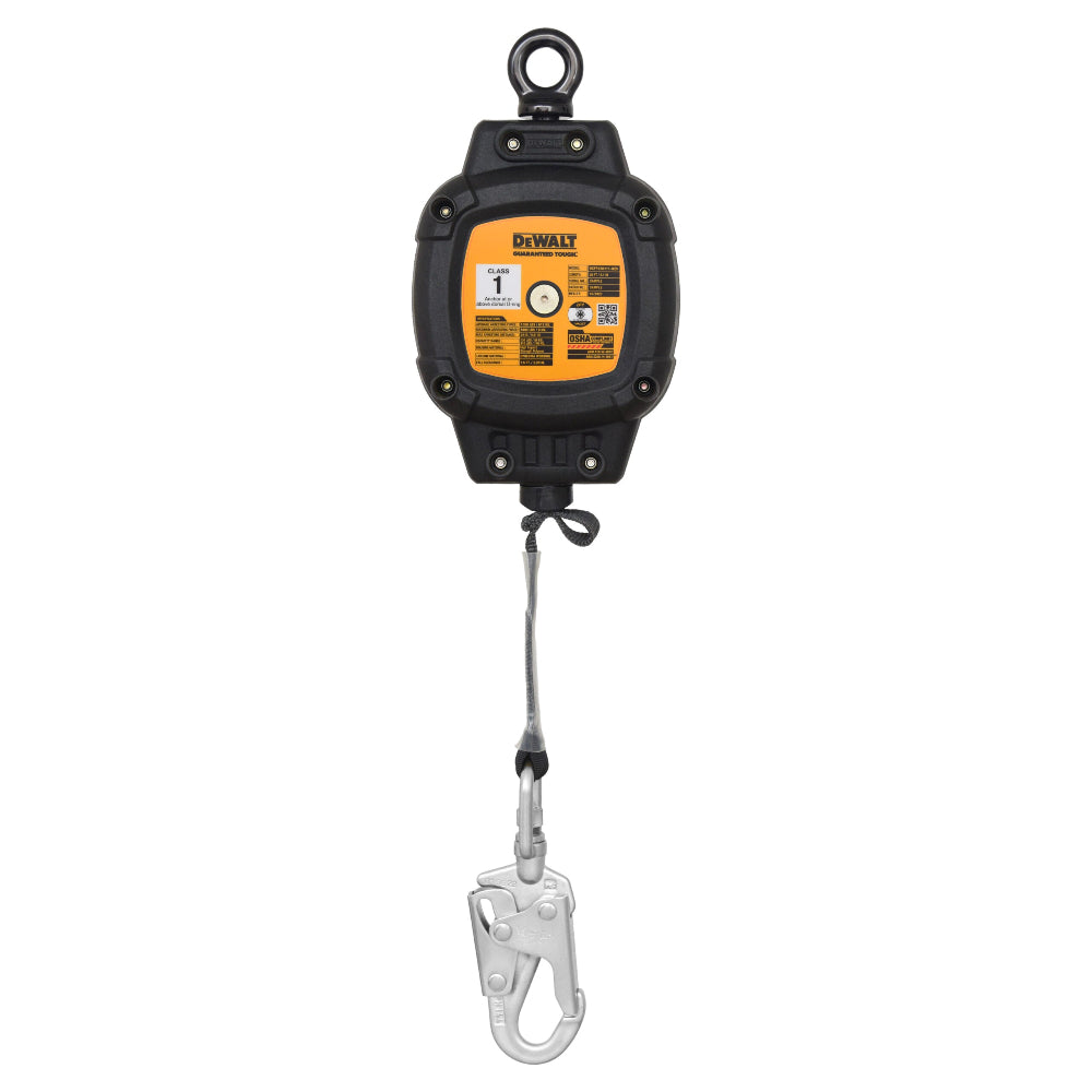 DeWalt retractable cable with safety hook on a white background