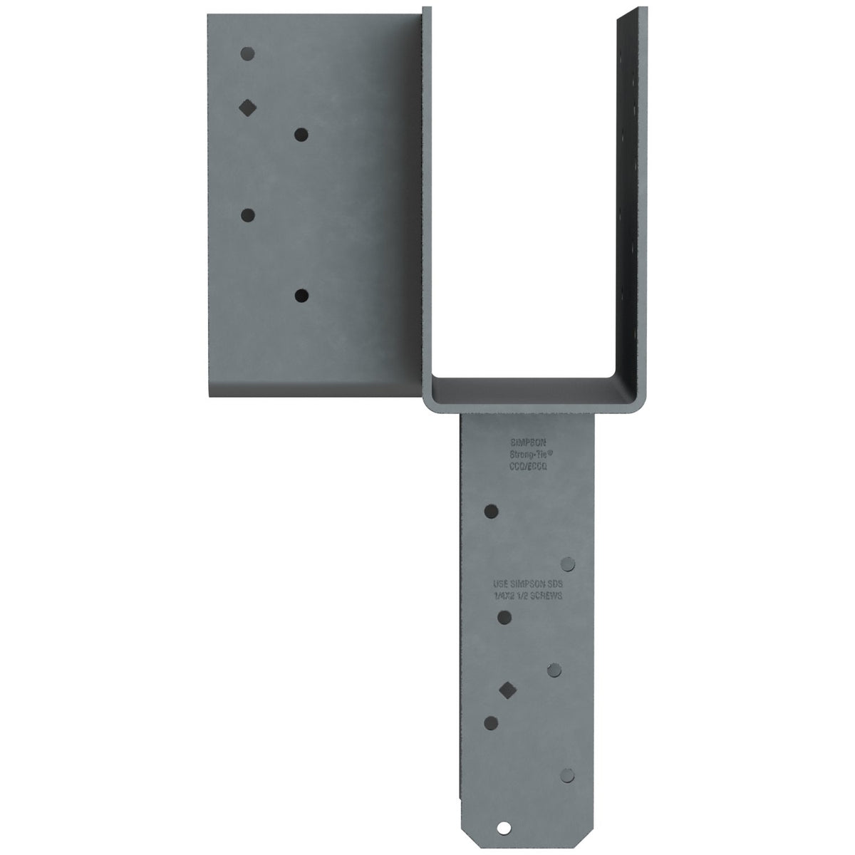 Simpson ECCLLQ444SDS L-Shape End Column Cap for 4x Beam 4x Post Left Skew 7-Ga Steel w/ SDS Screws