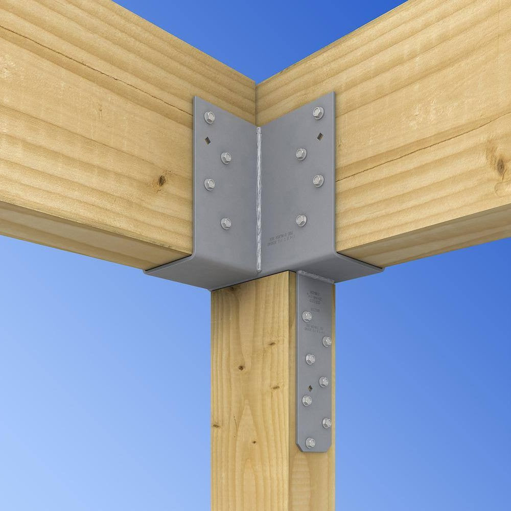 Simpson ECCLLQ444HDG L-Shape End Column Cap 4x Beam 4x Post Skewed Left HDG 7-Ga Steel w/SDS Screws