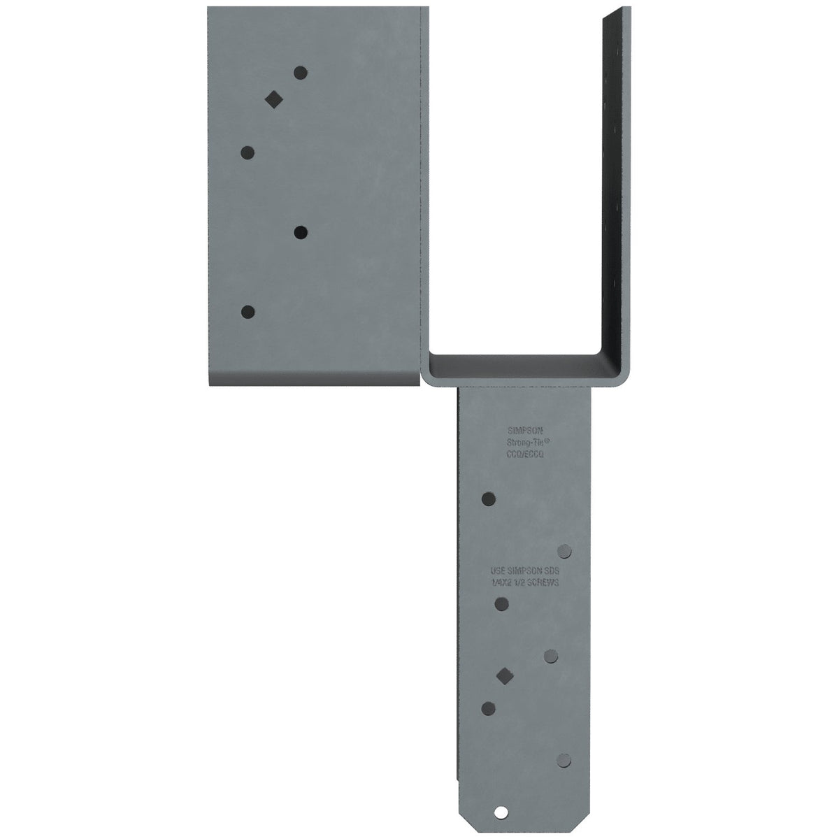 Simpson ECCLRQ3.25-6SDS L-Shape End Column Cap 3-1/4in Beam 6x Post Skewed Right 7-Ga Steel w/Screws