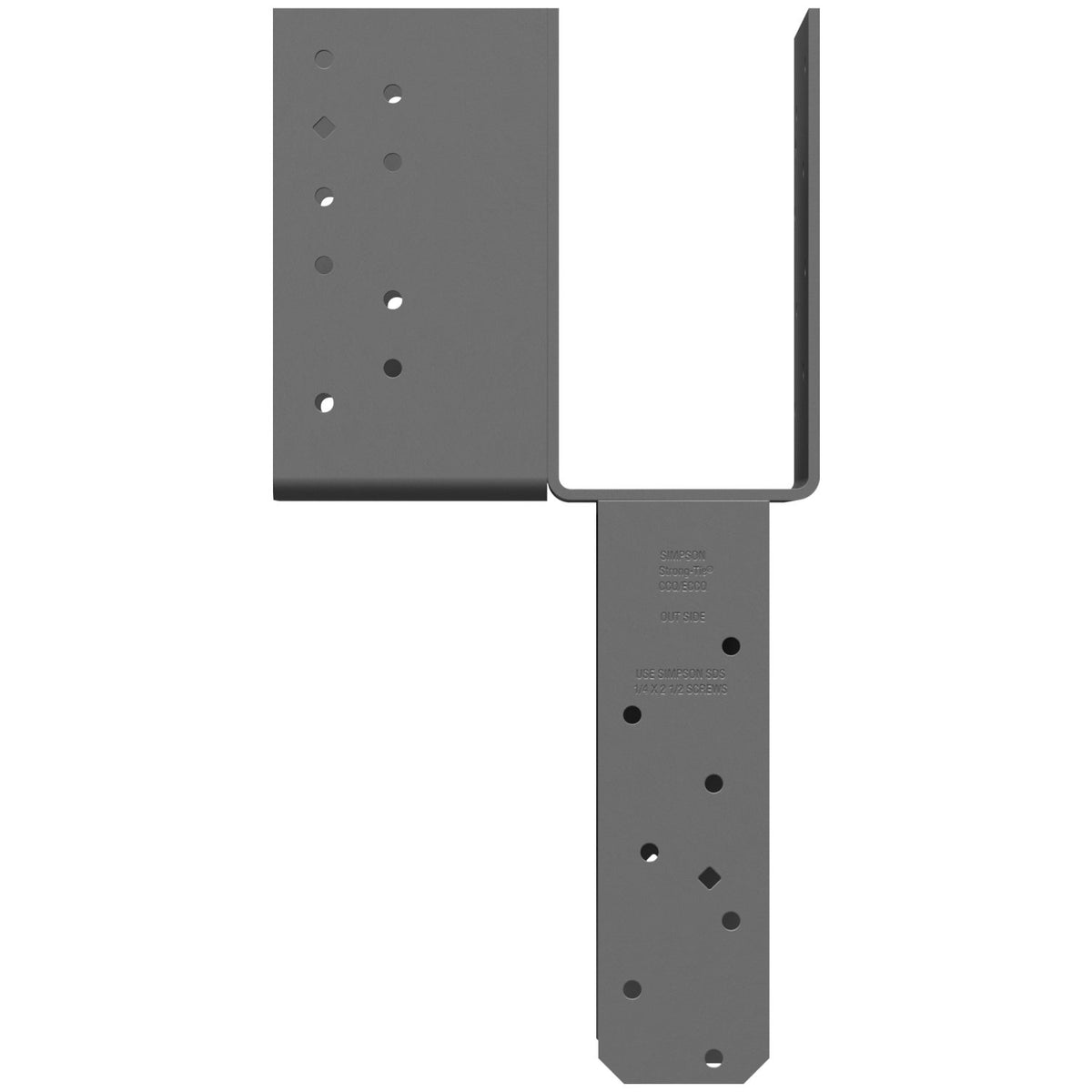 Simpson ECCLRQ464SDS L-Shape End Column Cap 4x Beam 6x Post Skewed Right 7-Ga Steel w/SDS Screws