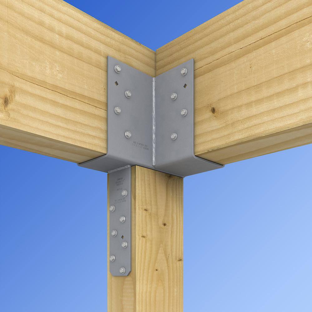 Simpson ECCLRQ464HDG HDG L-Shape End Column Cap 4x Beam 6x Post Right Skew 7-Ga Steel w/SDS Screws