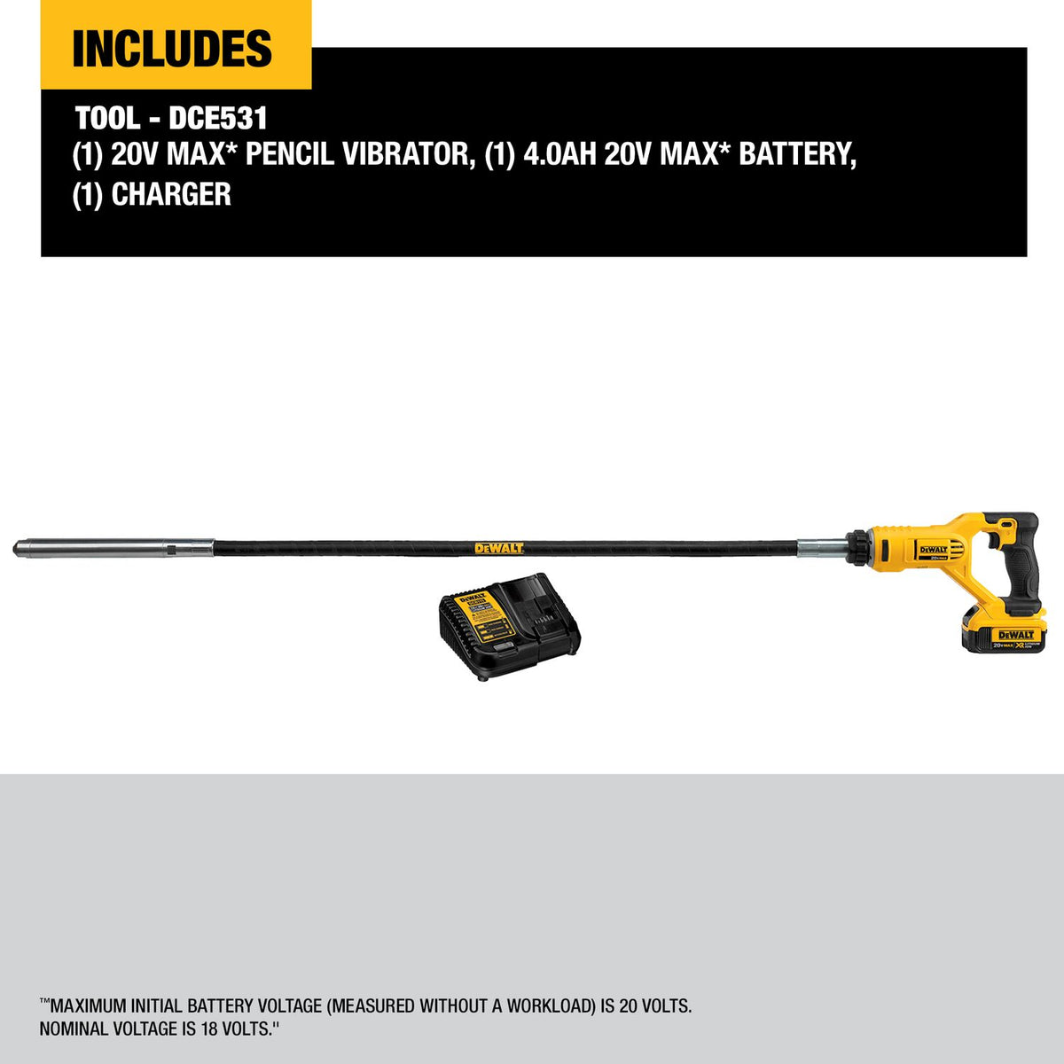 DeWALT 20V Max Concrete Pencil Vibrator Kit DCE531M1