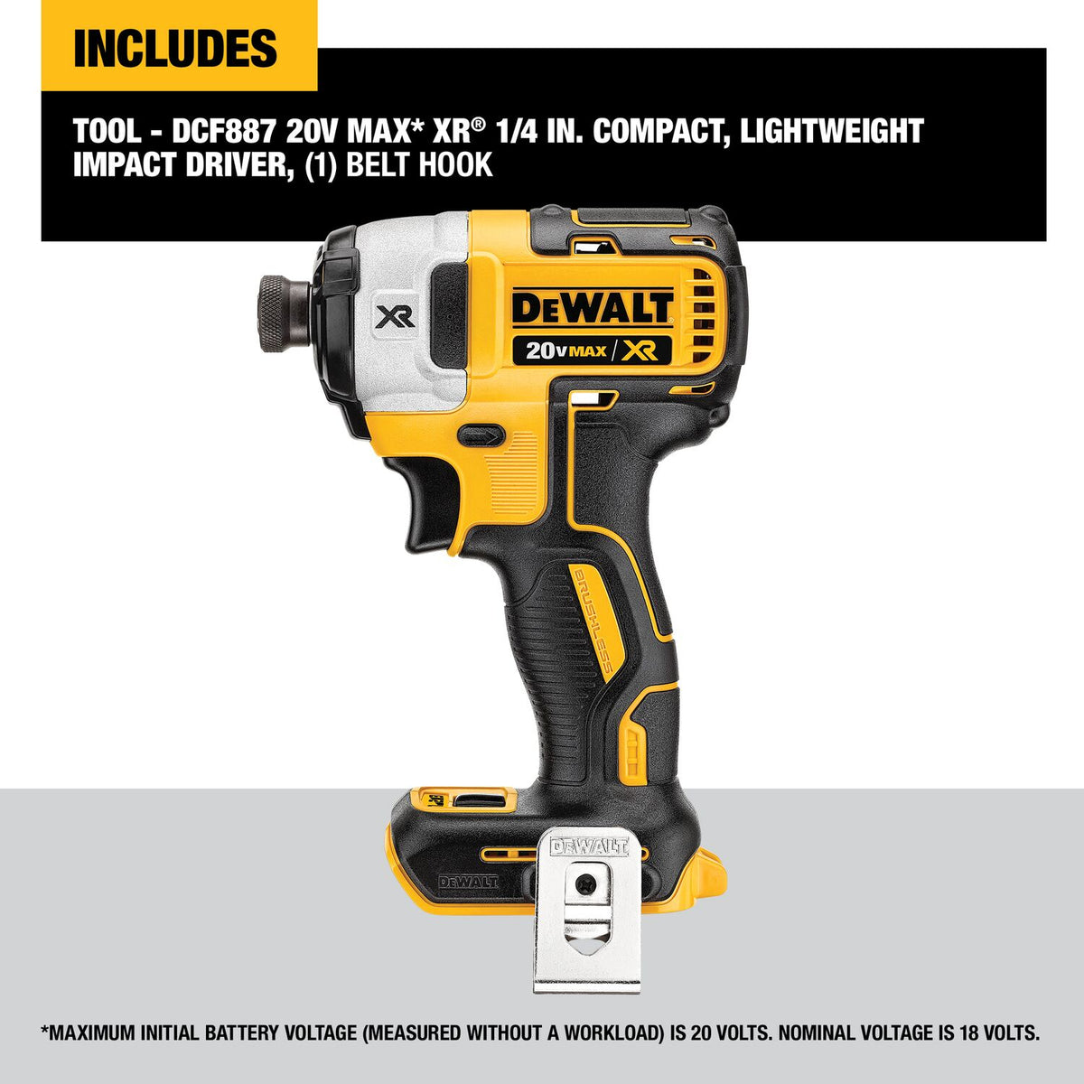 DeWALT 20V MAX XR Brushless 1/4" 3-Speed Impact Driver (Bare) DCF887B