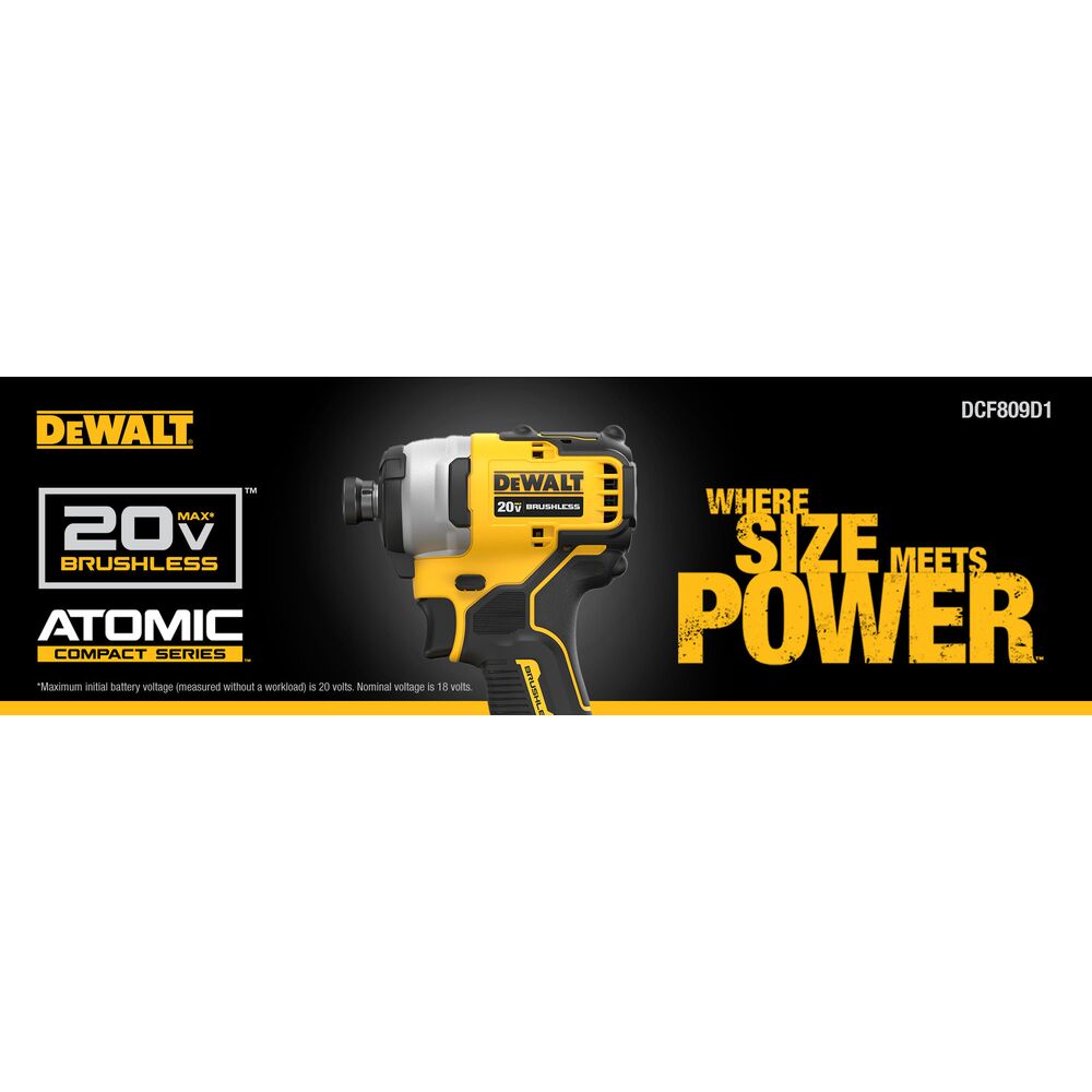 DeWALT ATOMIC 20V MAX Brushless Cordless Compact 1/4 in. Impact Driver Kit