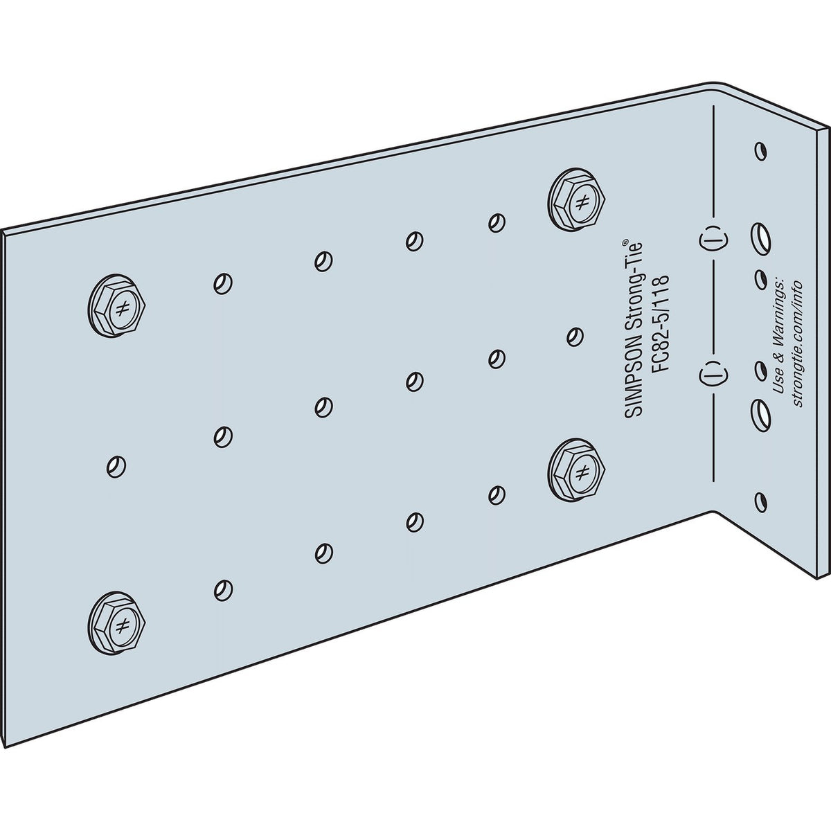 Simpson FC82-5/118-R25 Fixed-Clip Bypass Framing Connector 2x8x5 in 10-Ga G90 Galvanized 25 Pk
