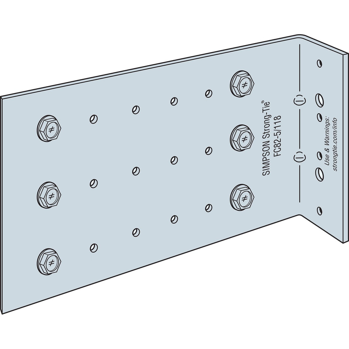 Simpson FC82-5/118-R25 Fixed-Clip Bypass Framing Connector 2x8x5 in 10-Ga G90 Galvanized 25 Pk