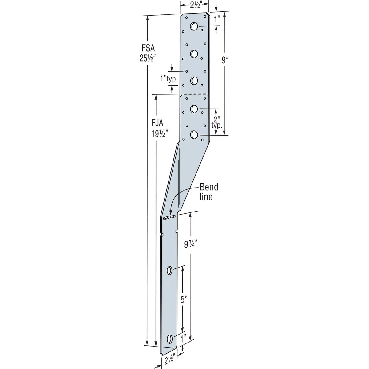 Simpson FJA Foundation Joist Anchor 19-1/2" x 2-1/2"