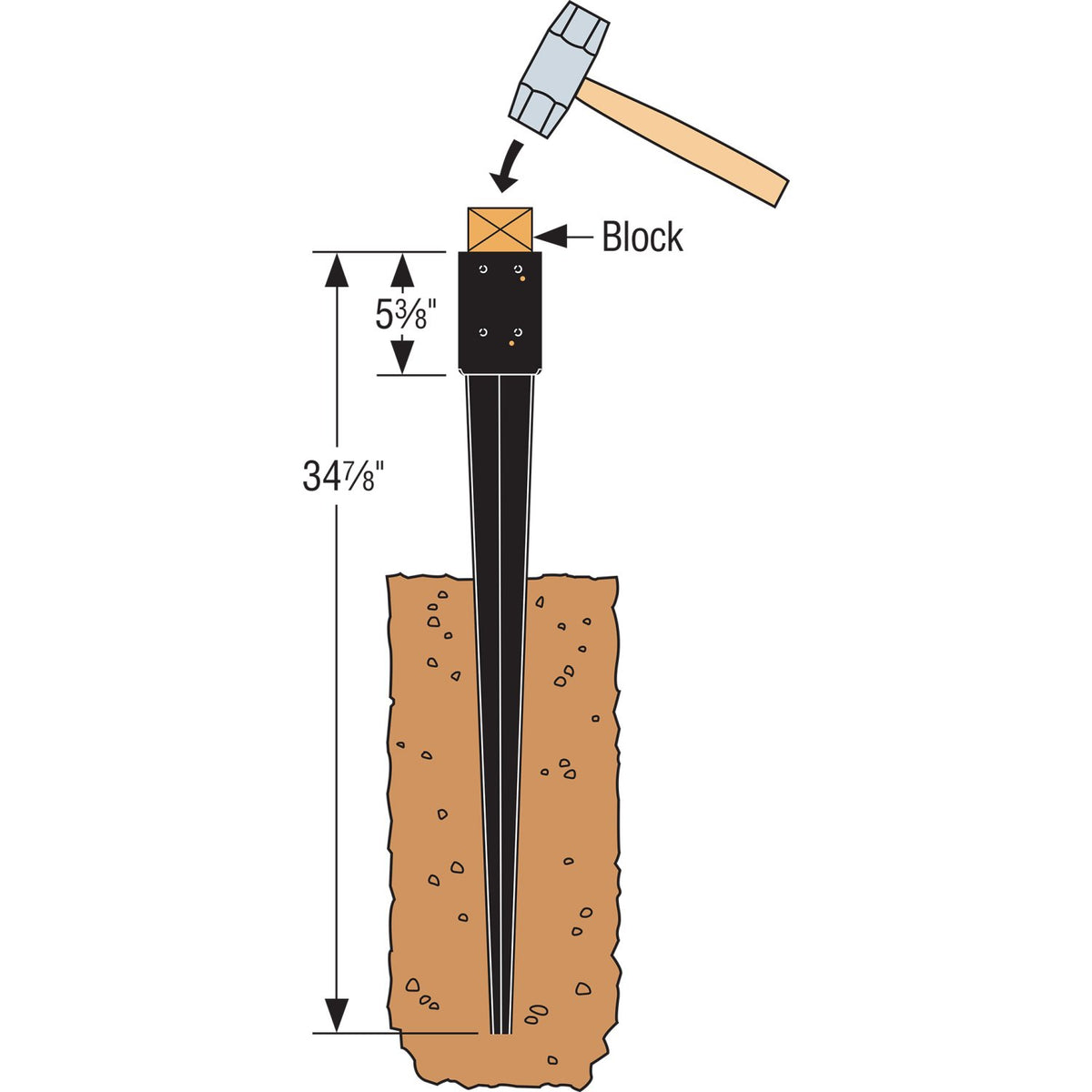 Simpson Black Powder-Coated E-Z Post Base Spike FPBS44