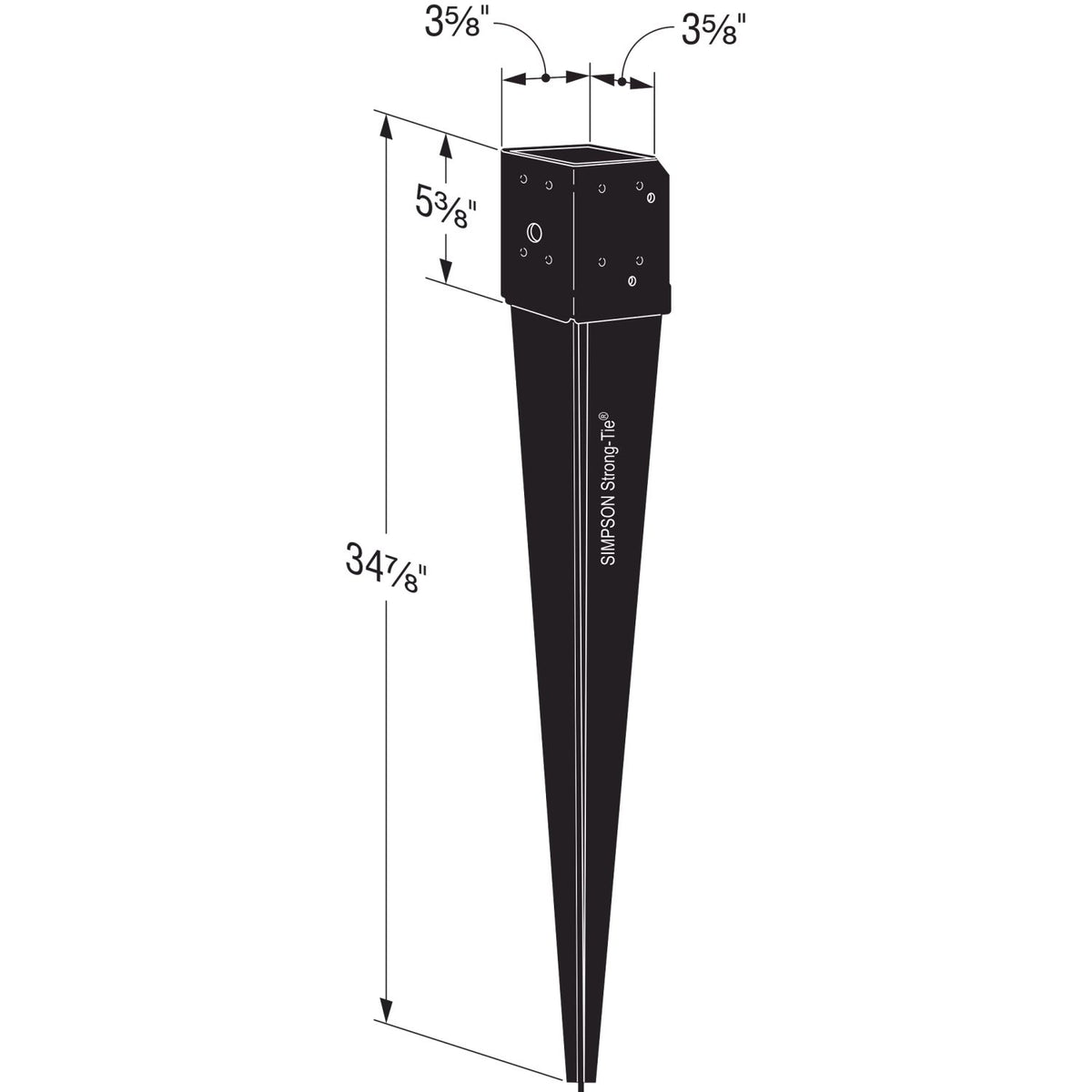 Simpson Black Powder-Coated E-Z Post Base Spike FPBS44