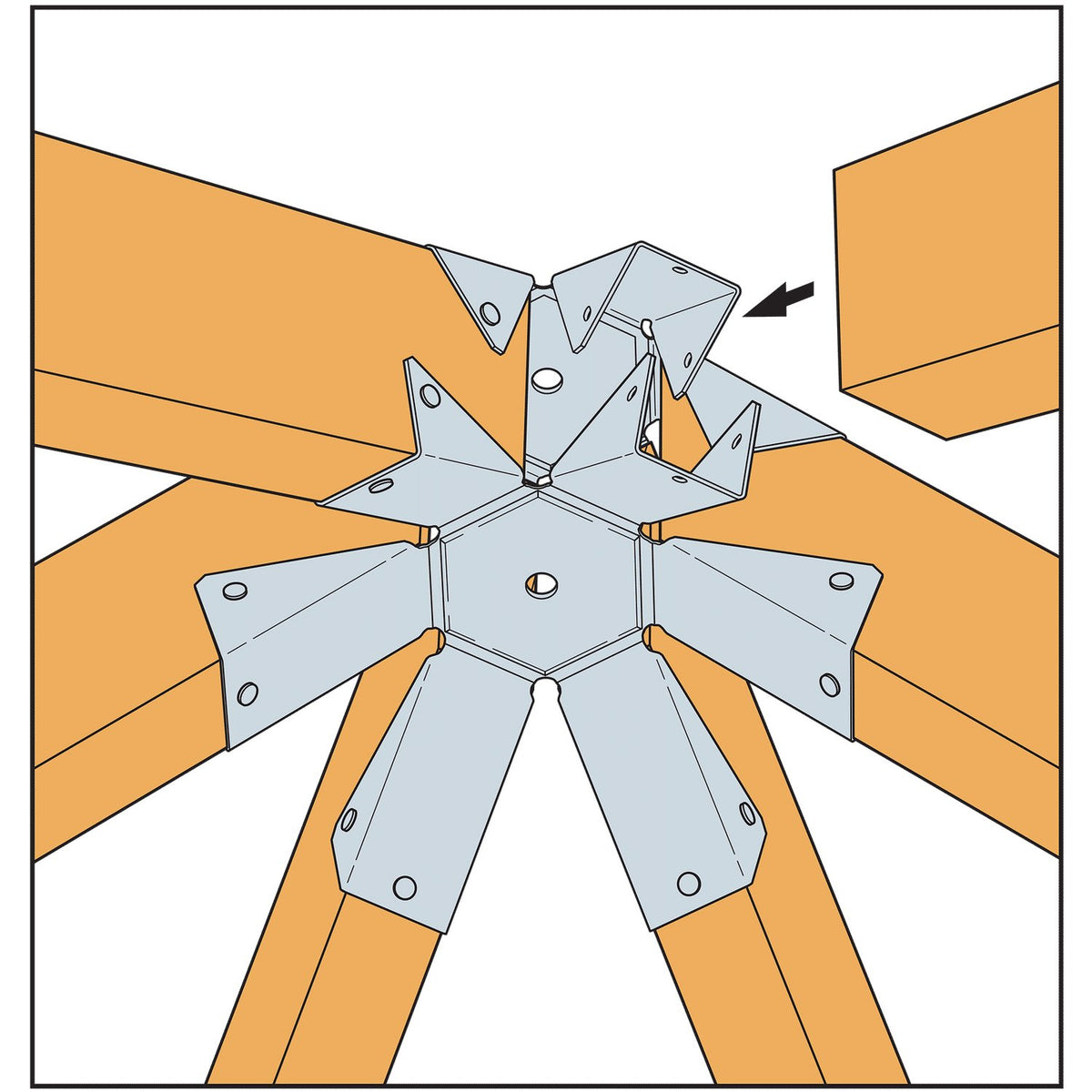 Simpson Gazebo Tie Center for 6-2x Rafters, Zmax GT6Z