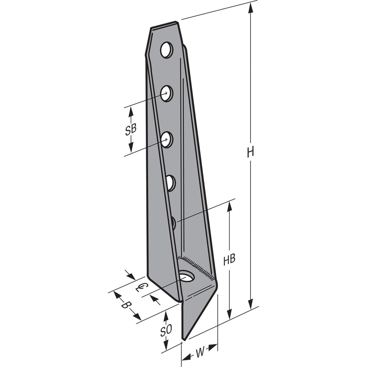 Simpson HD19 Bolted Holdown Anchor 24-1/2 in. 3-Gauge Steel Gray Paint