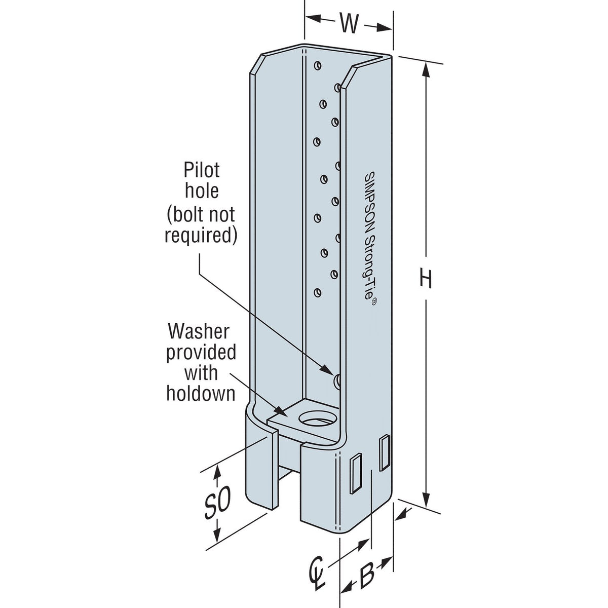Simpson 14" Holdown Quick-Install , G90 Galvanized HDQ8-SDS3