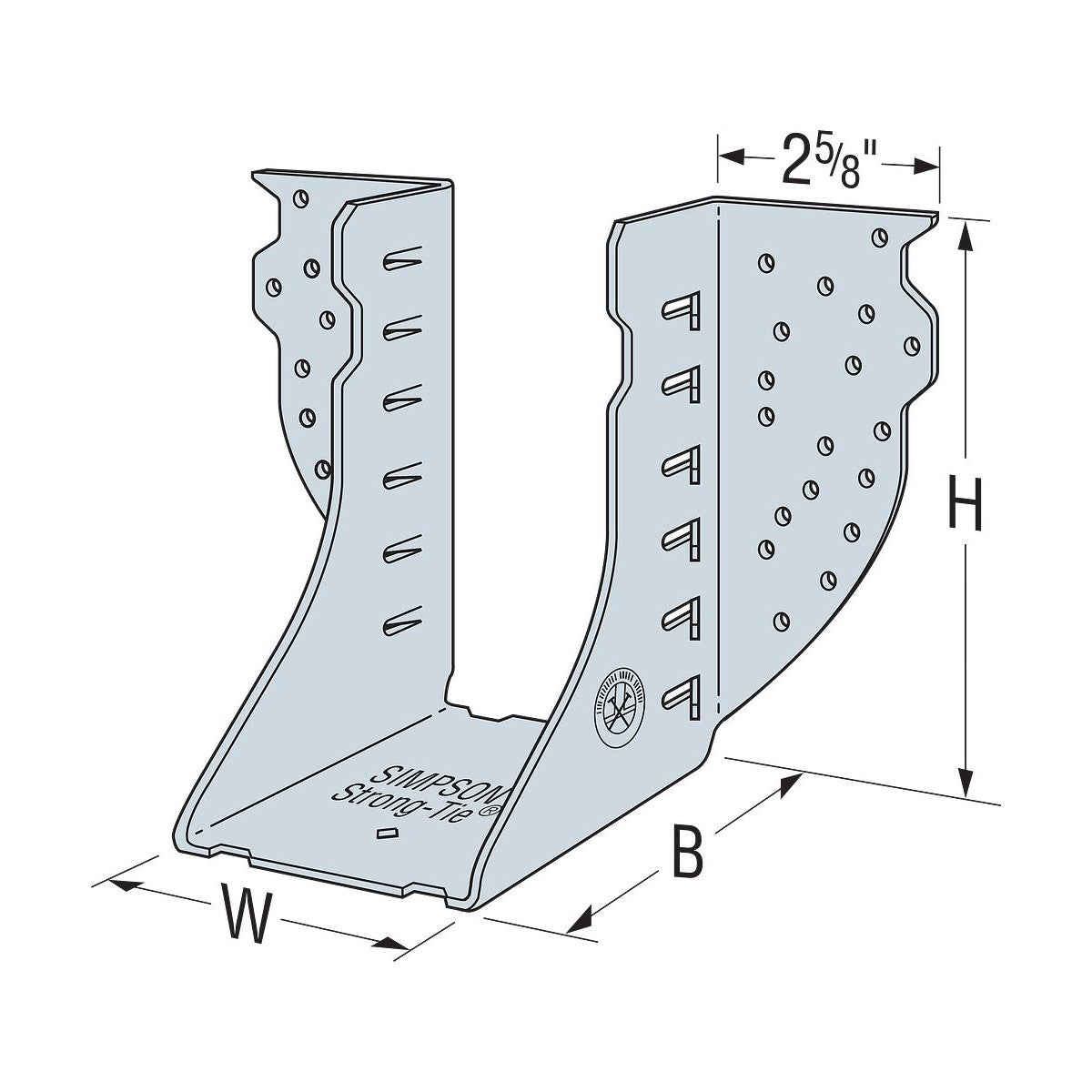 HGUS Heavy Girder Hanger showing size specifications