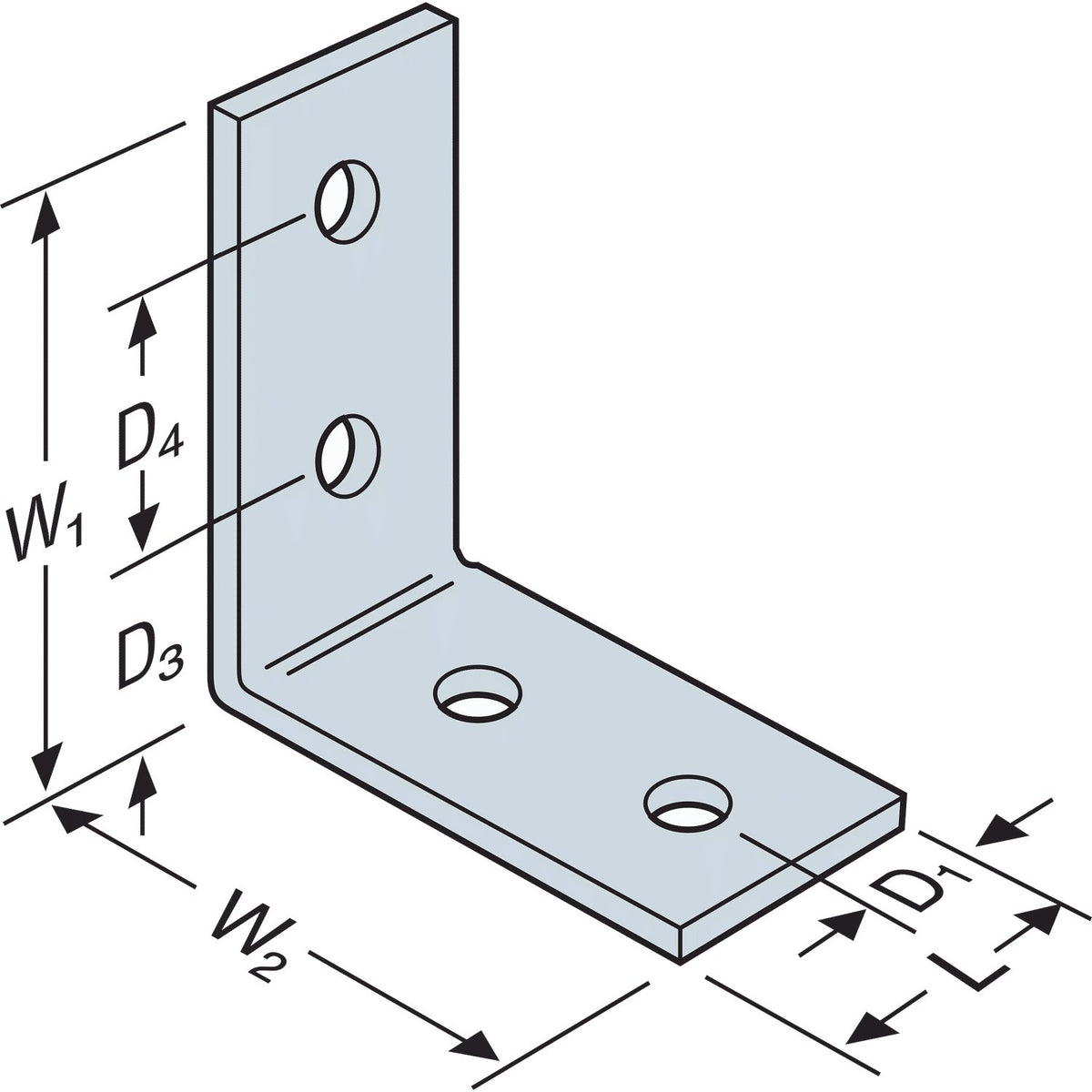 Simpson Heavy L-Shaped Angle HL53HDG 5x3 HDG Structural Steel Connector