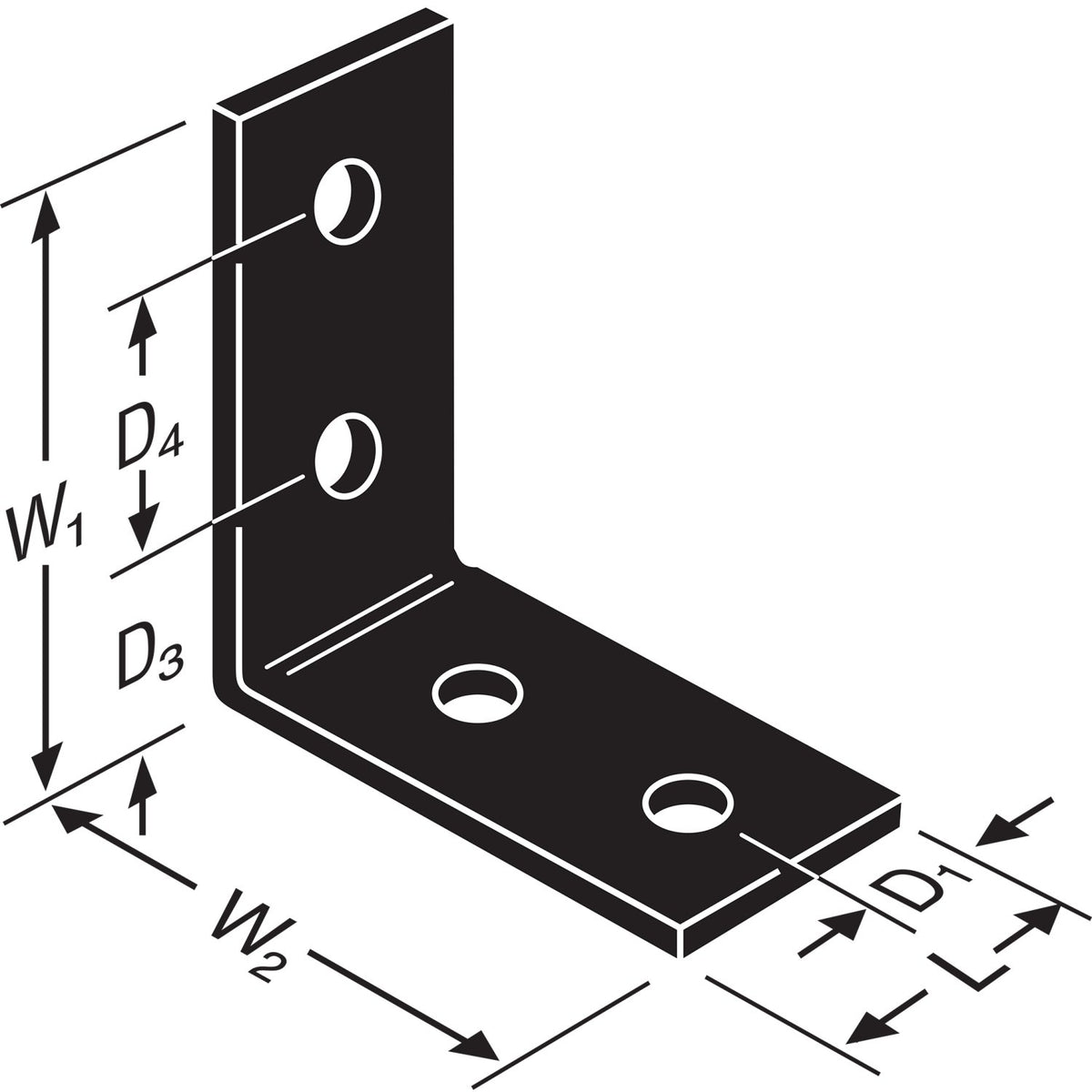 Simpson HL53PC Black Powder-Coated Ornamental Heavy Angle 5-3/4 x 5-3/4 x 2-1/2 in 7-Ga Steel