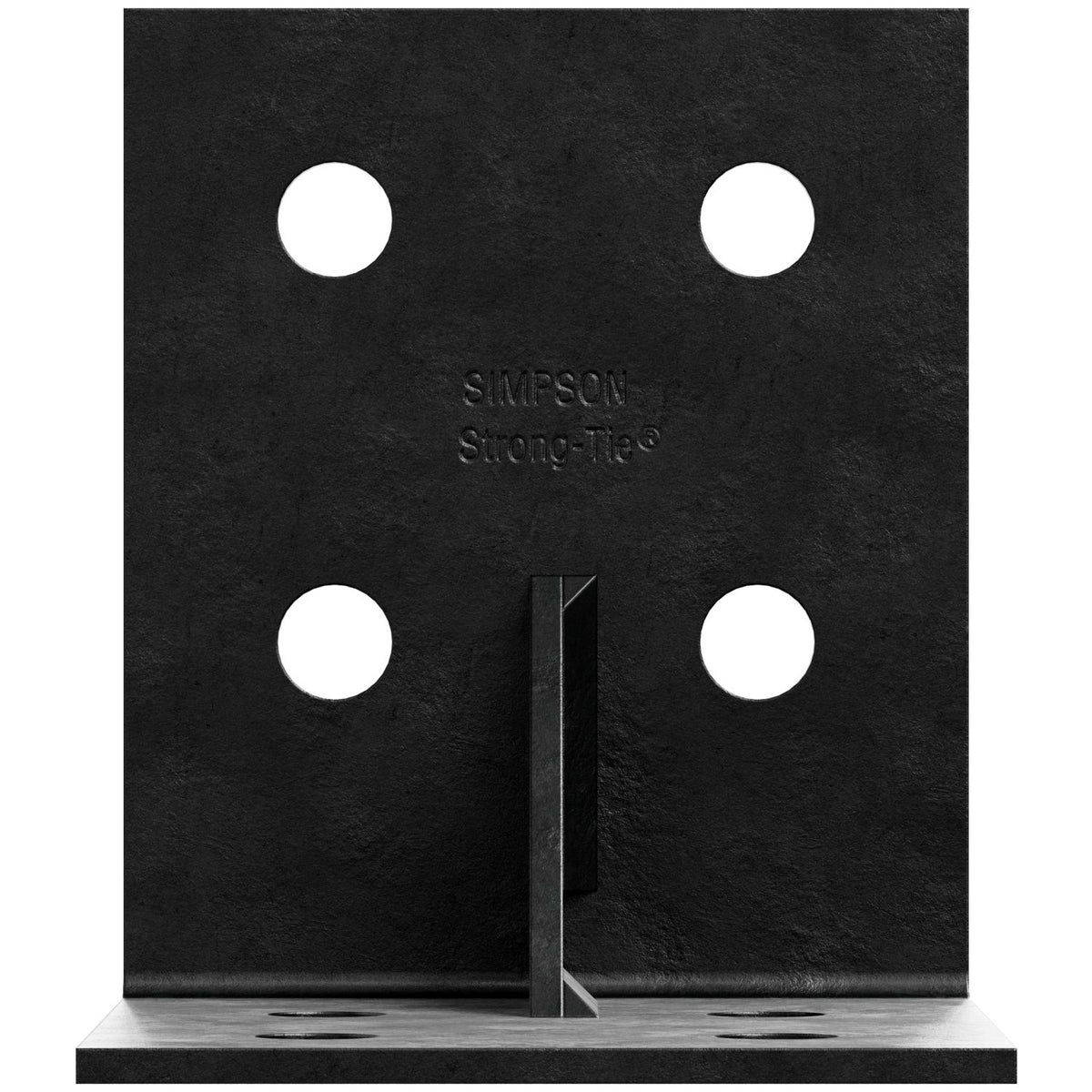 Black metal bracket with Simpson Strong-Tie branding on a white background
