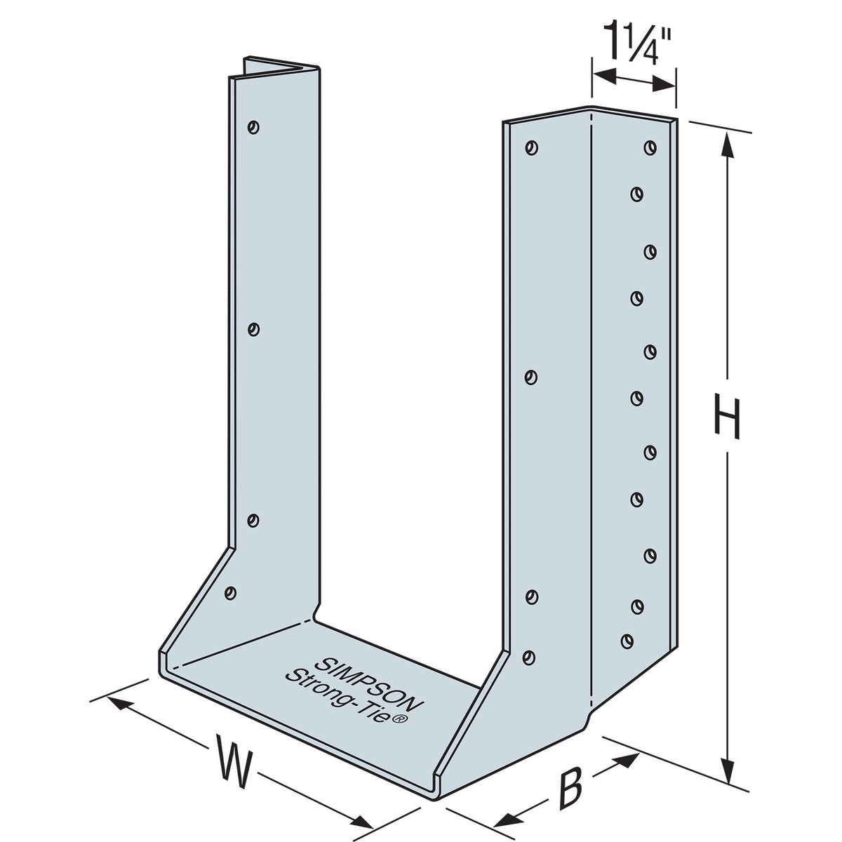 Simpson Double 2-1/2 x 11-7/8 Face-Mount Joist Hanger HU5.125/12