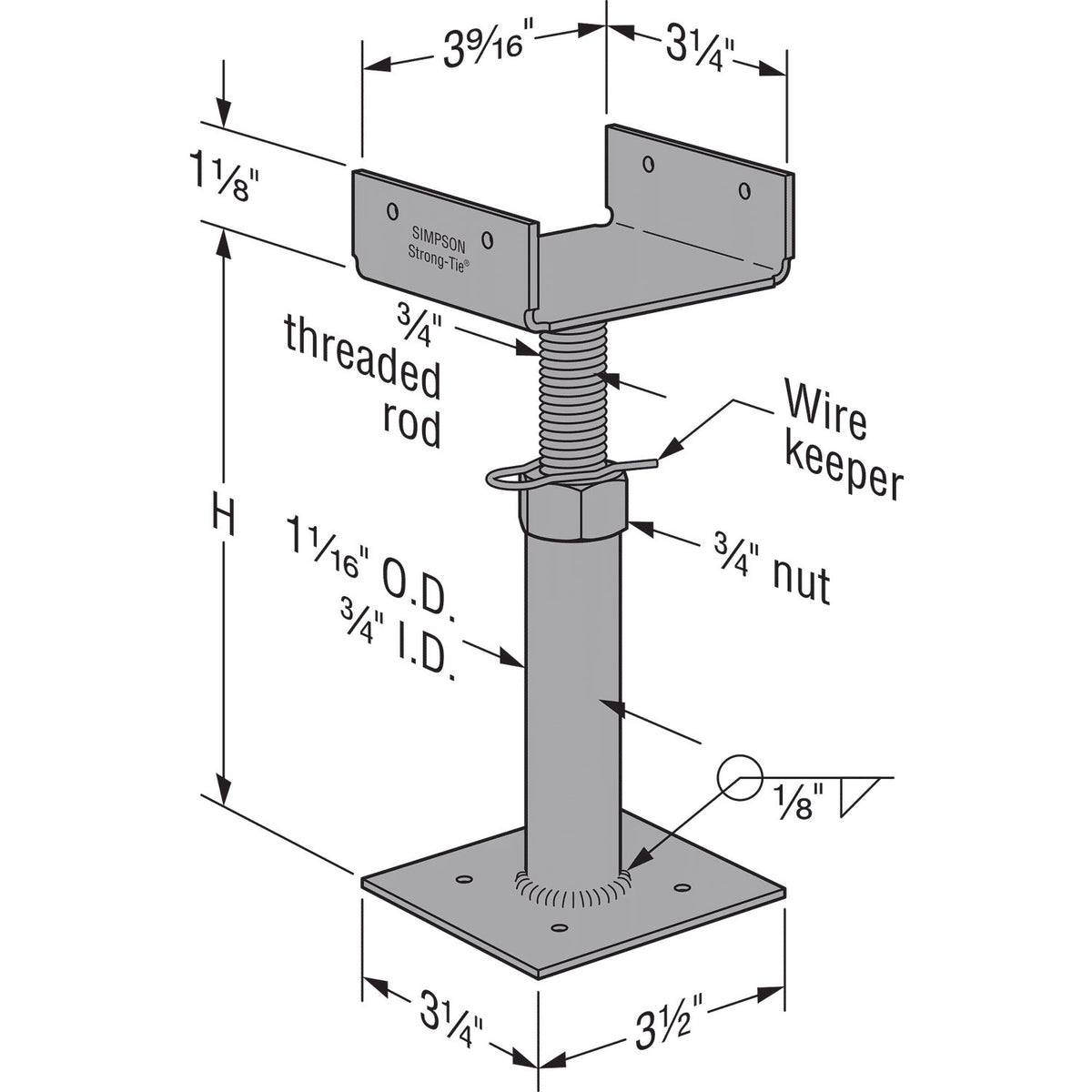 Simpson J57 Floor Beam Leveler Jack Pier 5-7 in