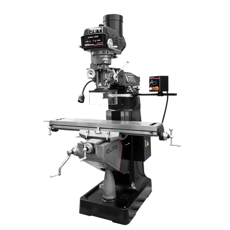 JET ETM-949 Mill w/3-Axis ACU-RITE 203 (Knee) DRO & X Y-Axis JET Powerfeeds & Air Draw Bar