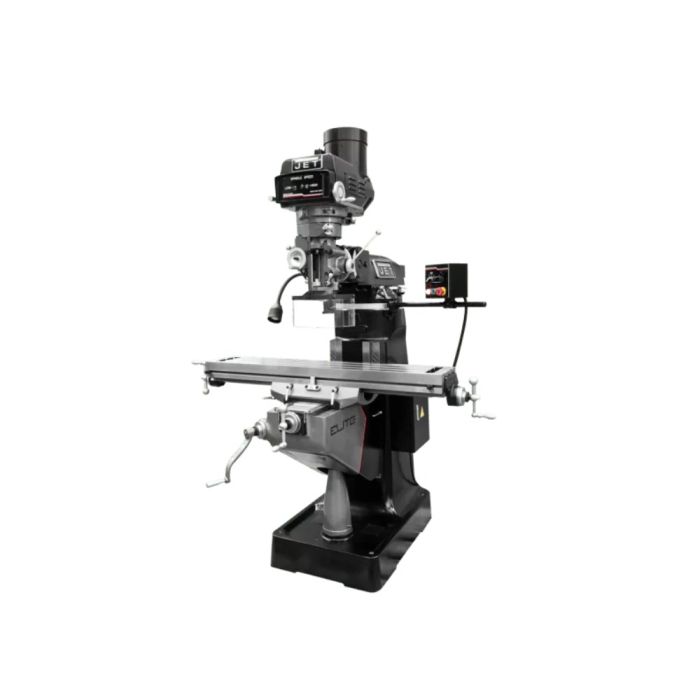 JET ETM-949 Mill w/3-Axis Newall DP700 (Knee) DRO & X Y-Axis JET Powerfeeds & Air Draw Bar