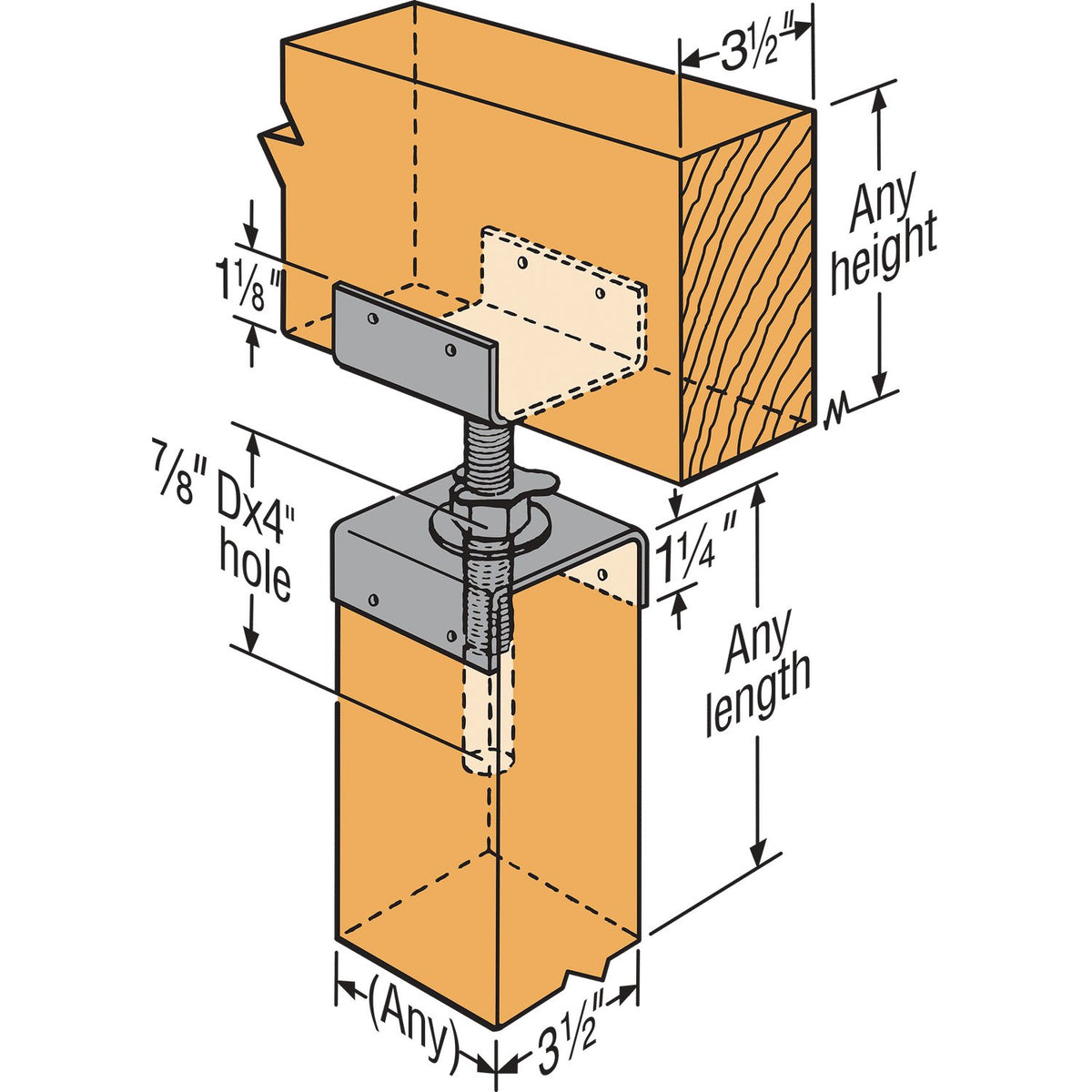 Simpson JP44 Floor Beam Leveler Jack Pier 2-4 in