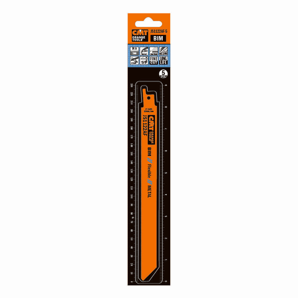 CMT JS1122AF-5 Reciprocating Saw Blades for Metal BIM 9" x 24TPI (5-Pc)