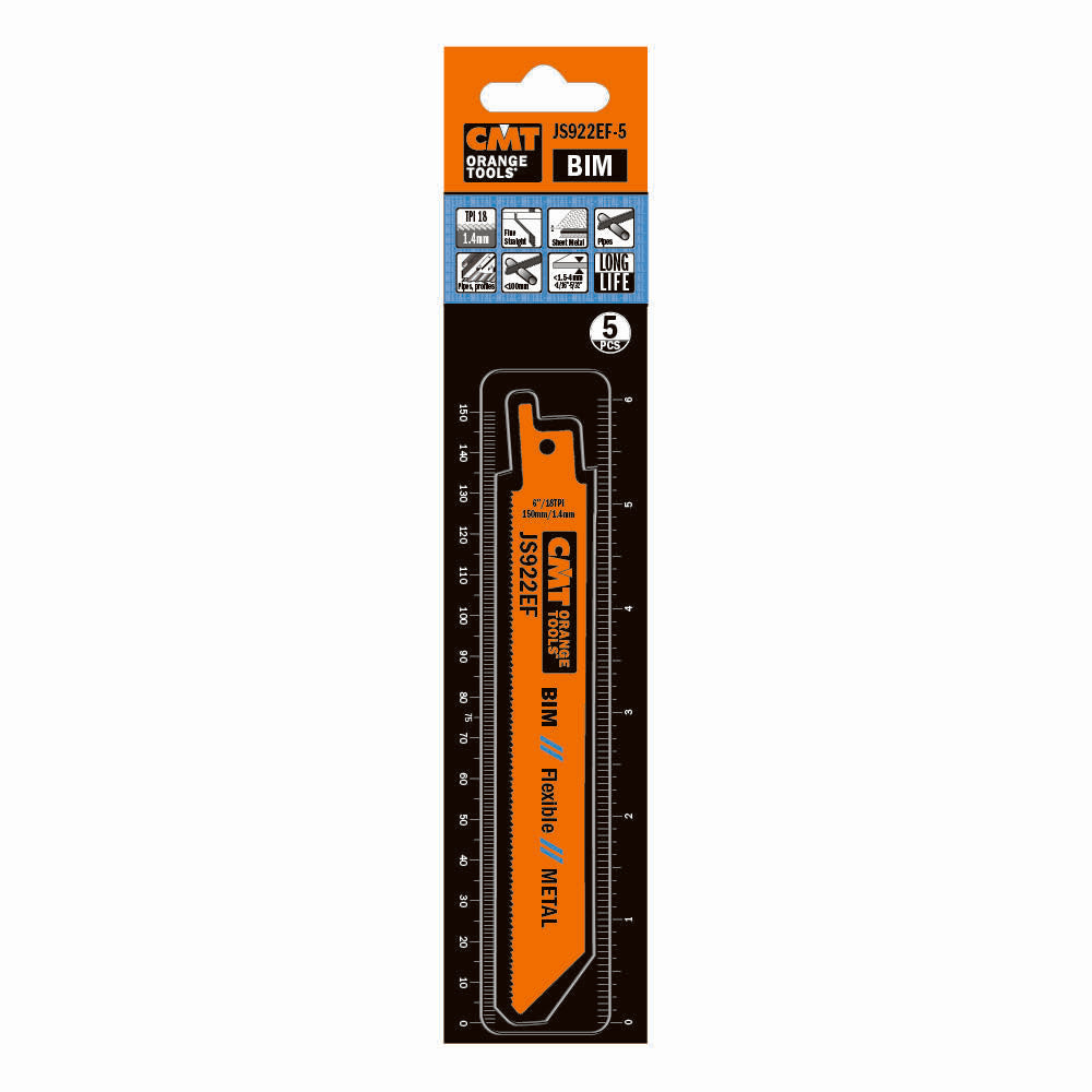 CMT JS922EF-5 Reciprocating Saw Blades for Metal BIM 6" x 18TPI (5-Pc)