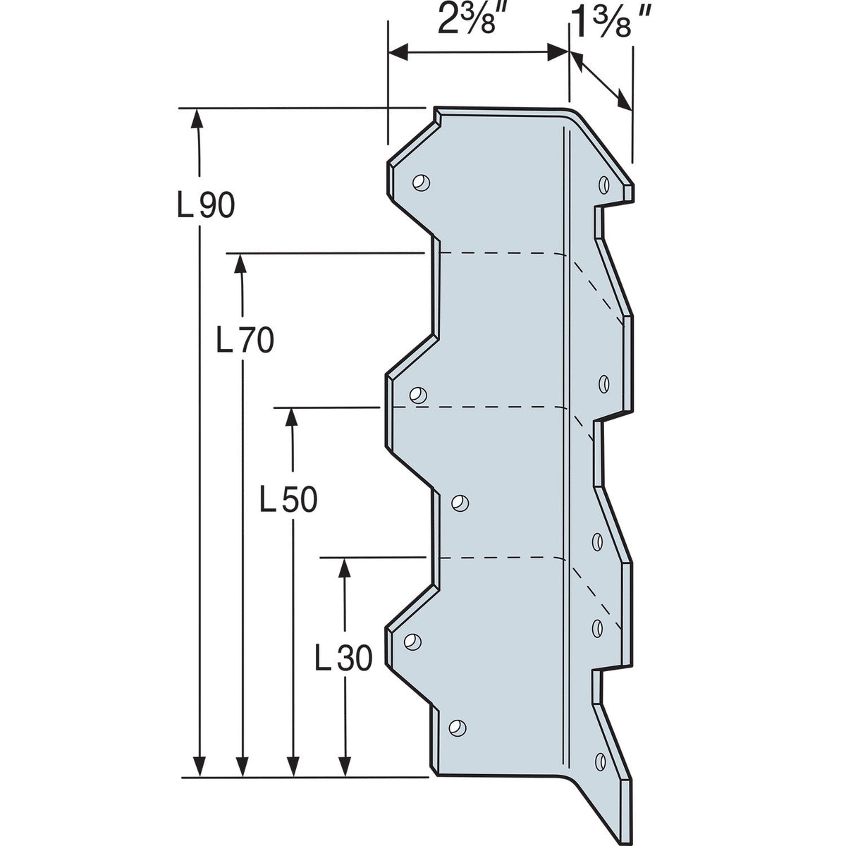 Simpson L90 9" Reinforcing L Angle, Galvanized
